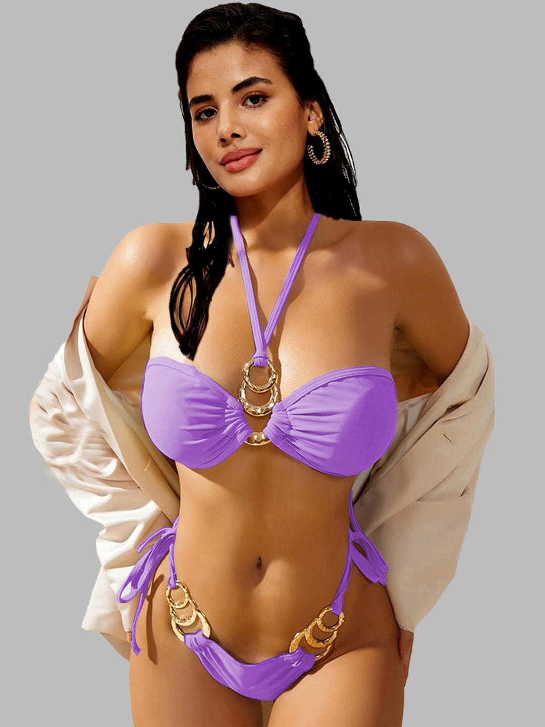 

FIMBUL Non Padded Lingerie Set Bikini-19-PRPL-N3, Purple
