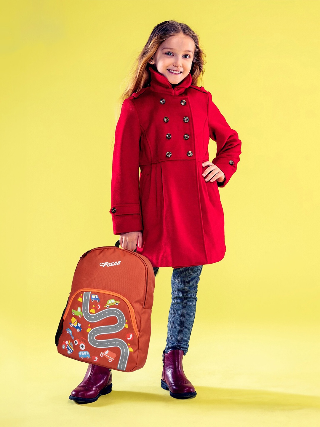 

F Gear Kids Graphic Printed Ergonomic Backpack, Orange
