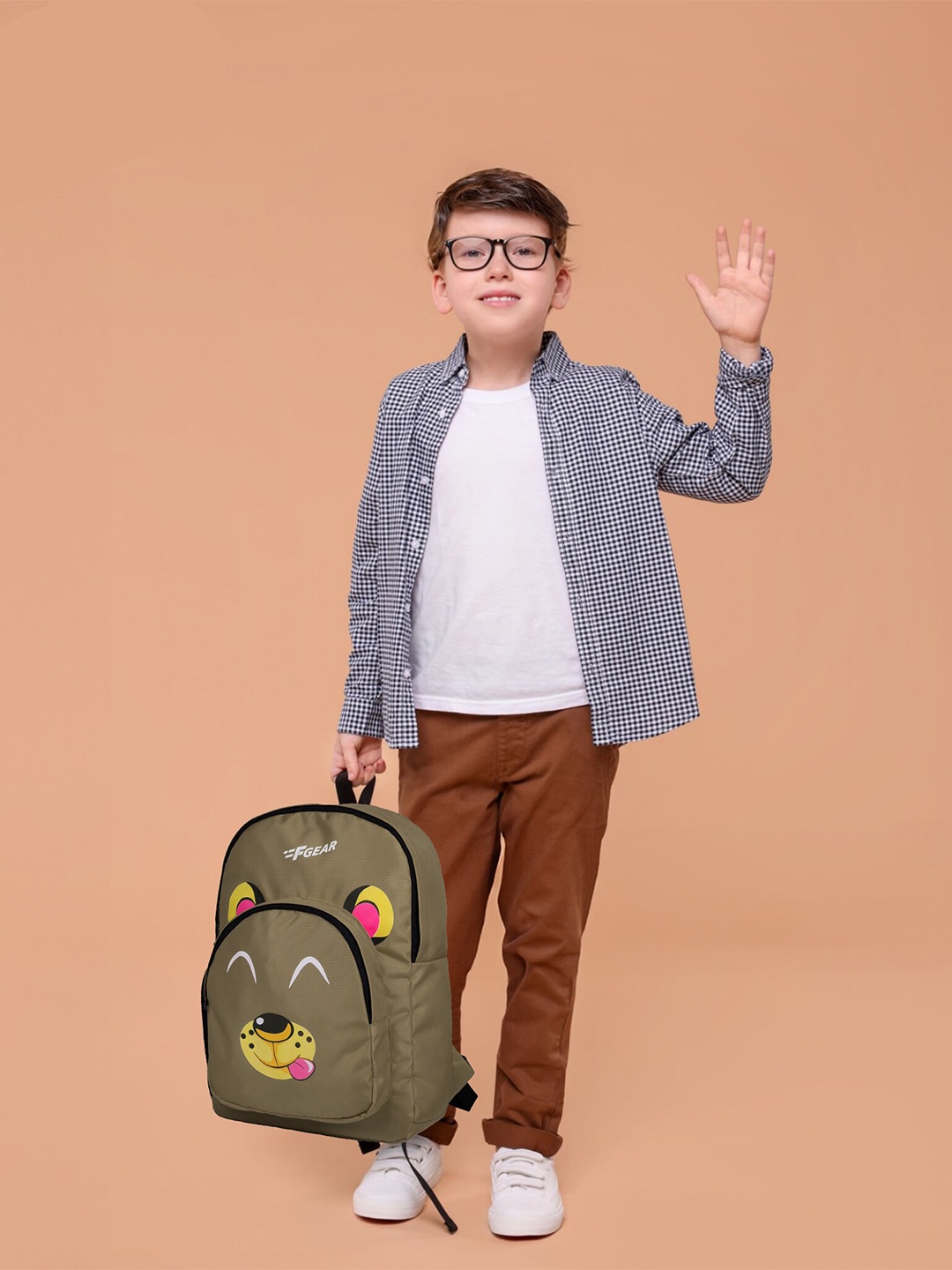 

F Gear Kids Graphic Printed Backpack, Brown
