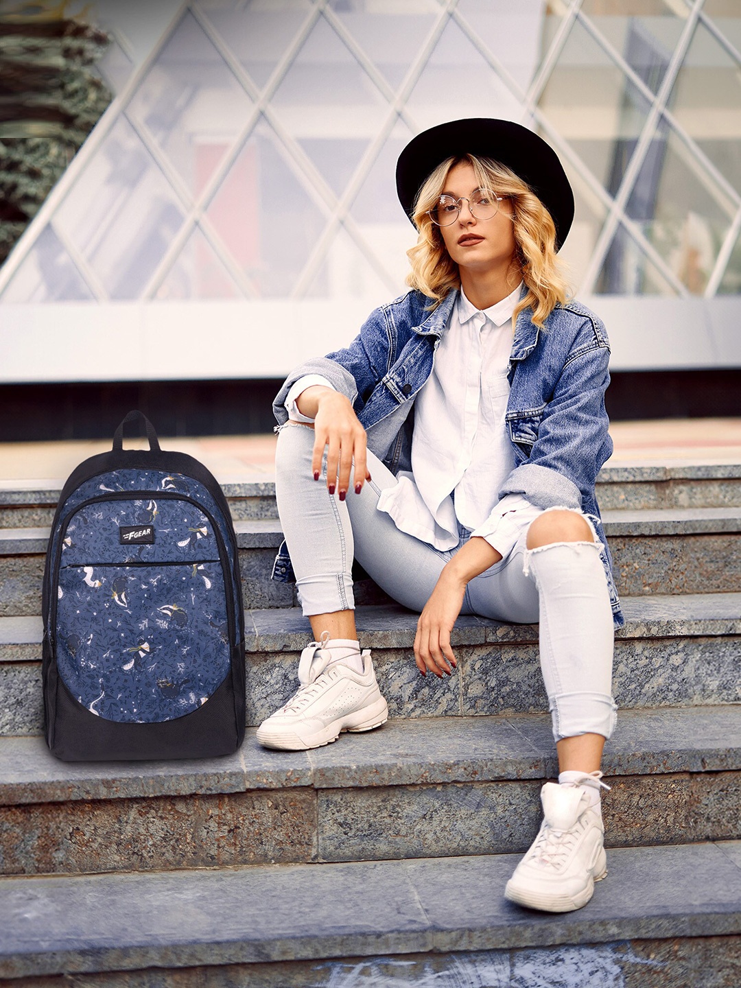 

F Gear Unisex Brand Logo Printed Backpack, Navy blue