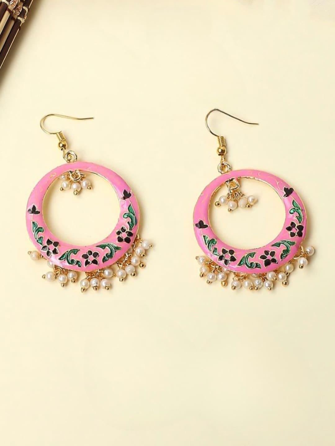 

OOMPH Meenakari Circular Drop Earrings, Gold