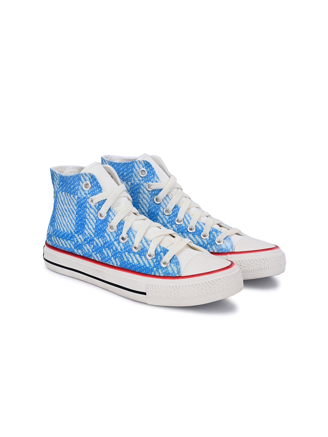 

CROWCIA LONDON Women Textured Lightweight Canvas Sneakers, Blue