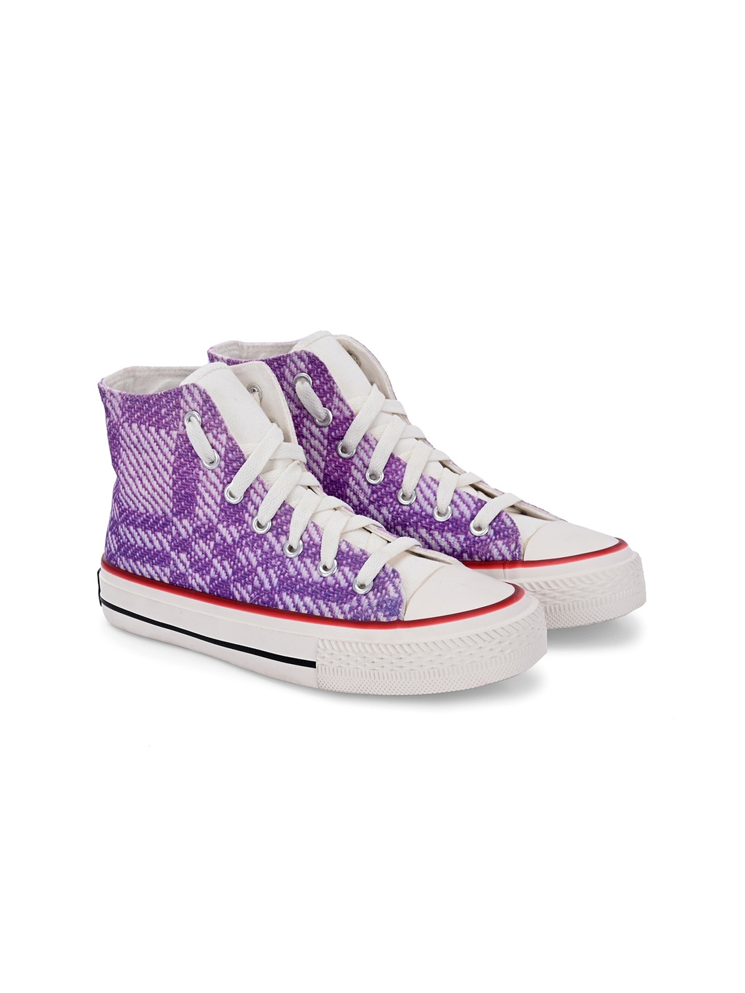 

CROWCIA LONDON Women Textured Lightweight Canvas Sneakers, Purple