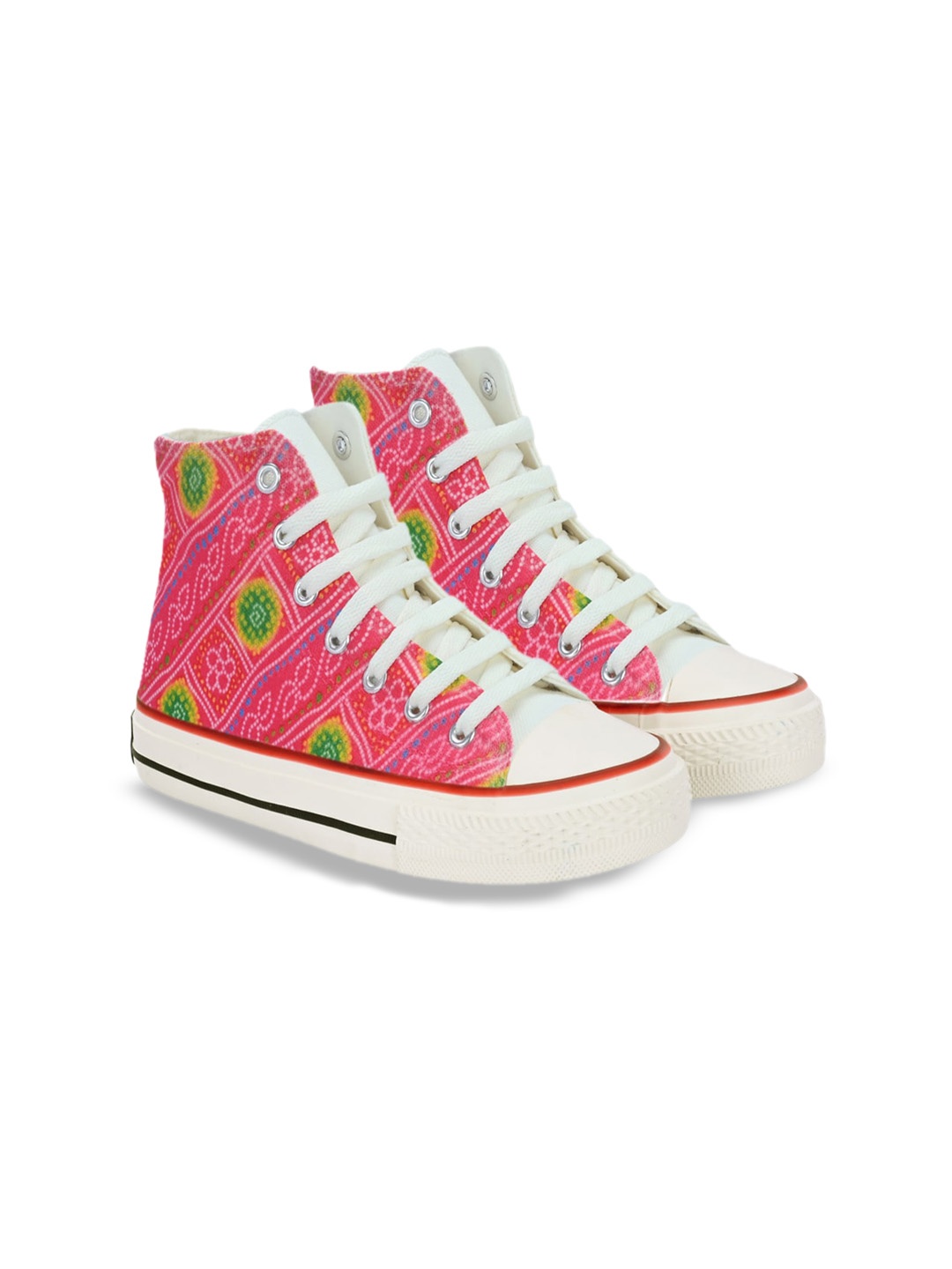 

CROWCIA LONDON Women Printed Lightweight Canvas Sneakers, Pink