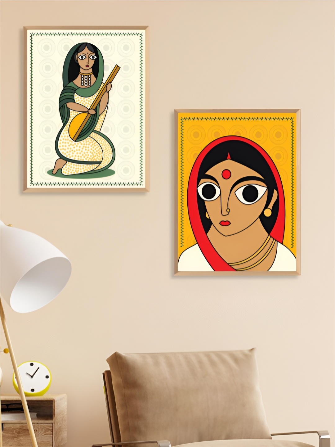 

Aura White & Yellow 2 Pieces Painting Wall Arts