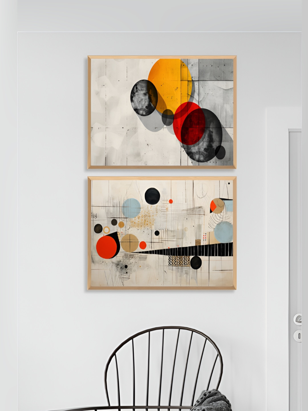 

Aura Beige & Mustard 2 Piece Synthetic Wood Abstract Wall Paintings