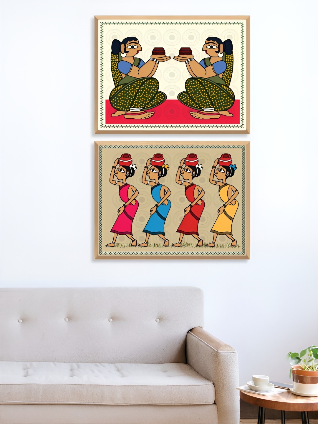 

Aura Beige & Red 2 Pieces Painting Wall Arts