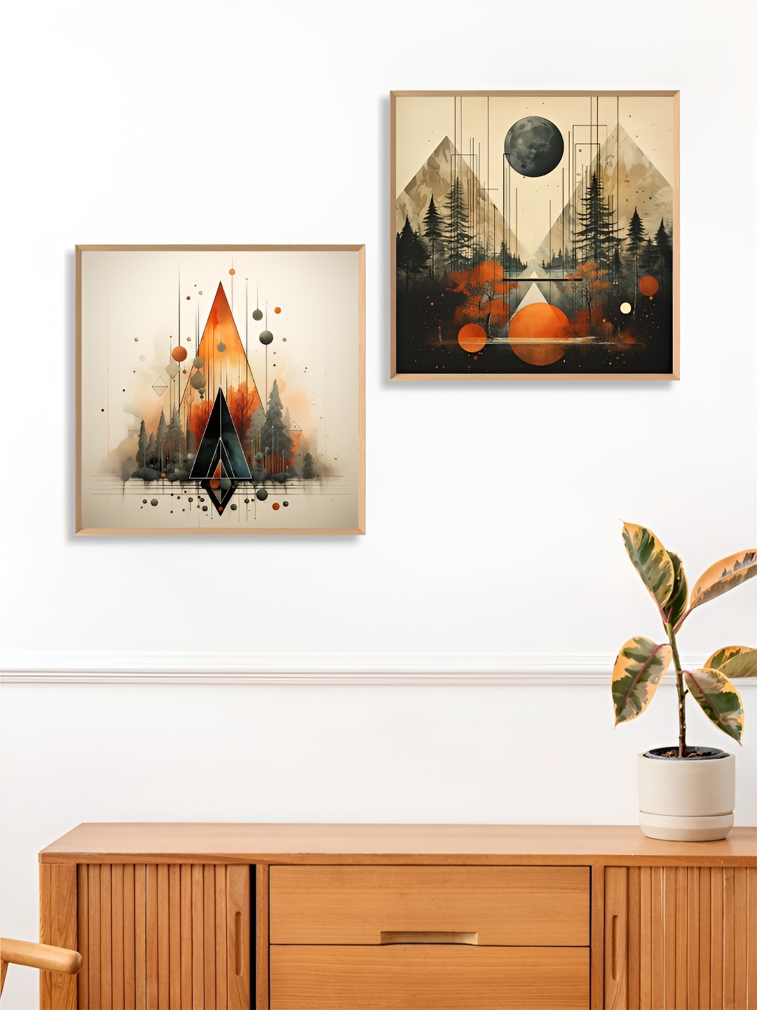 

Aura Beige & Orange 2 Pieces Painting Wall Arts