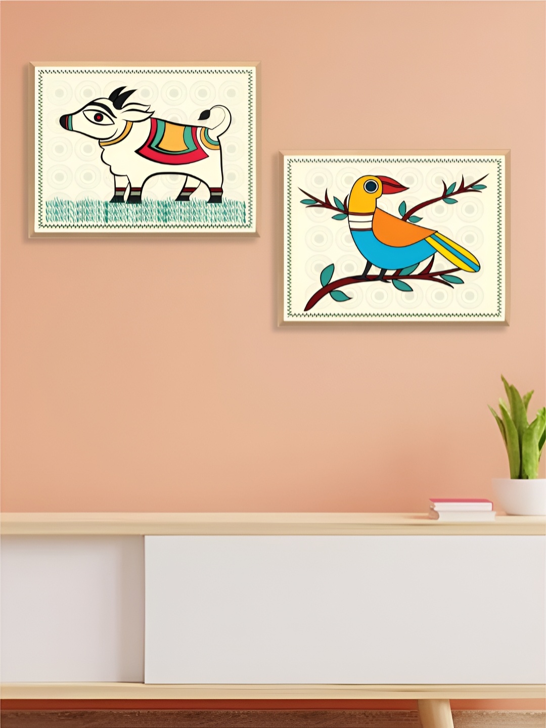

Aura White & Blue 2 Piece Synthetic Wood Other Wall Paintings