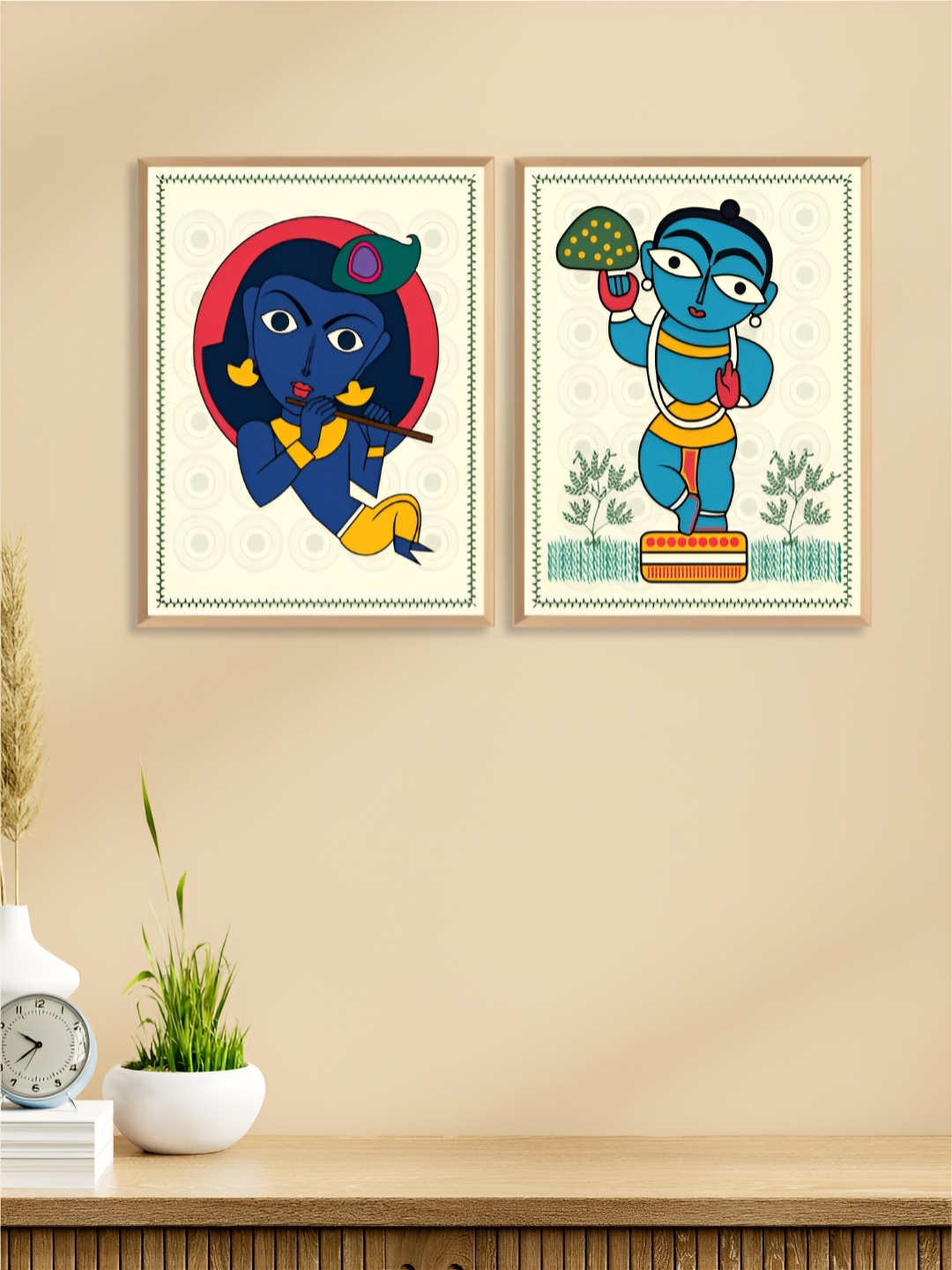 

Aura White & Blue 2 Pieces Painting Wall Arts