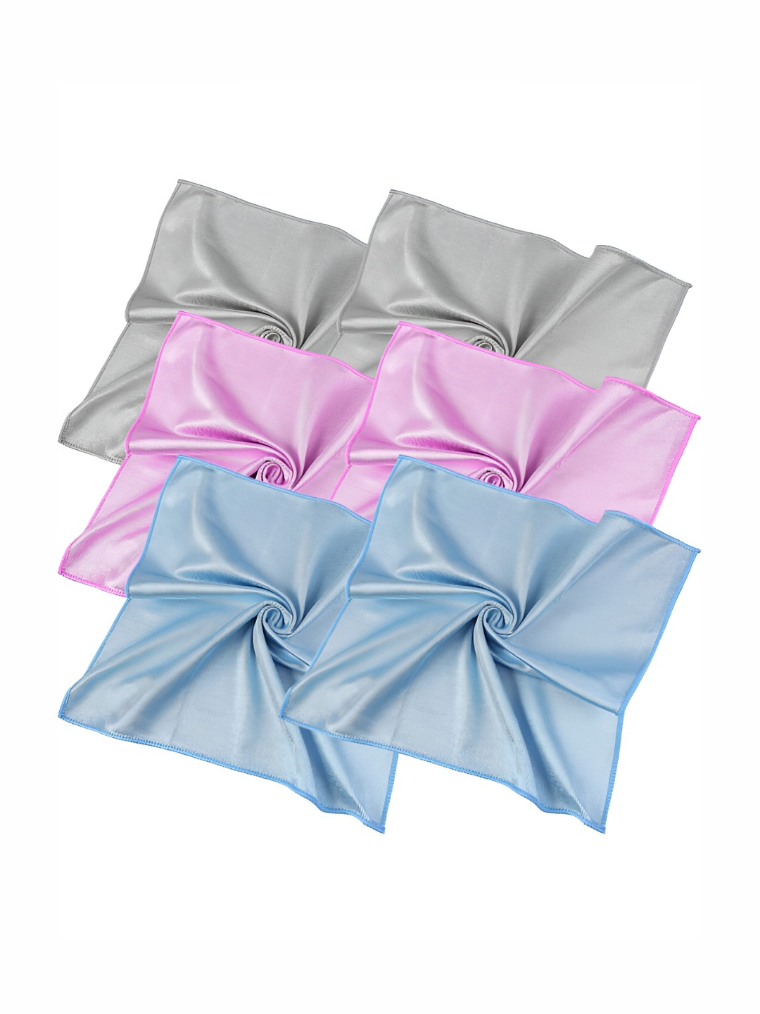 

P-Plus International 6 Pieces Pink & Grey Glass Cleaning Cloths, Blue