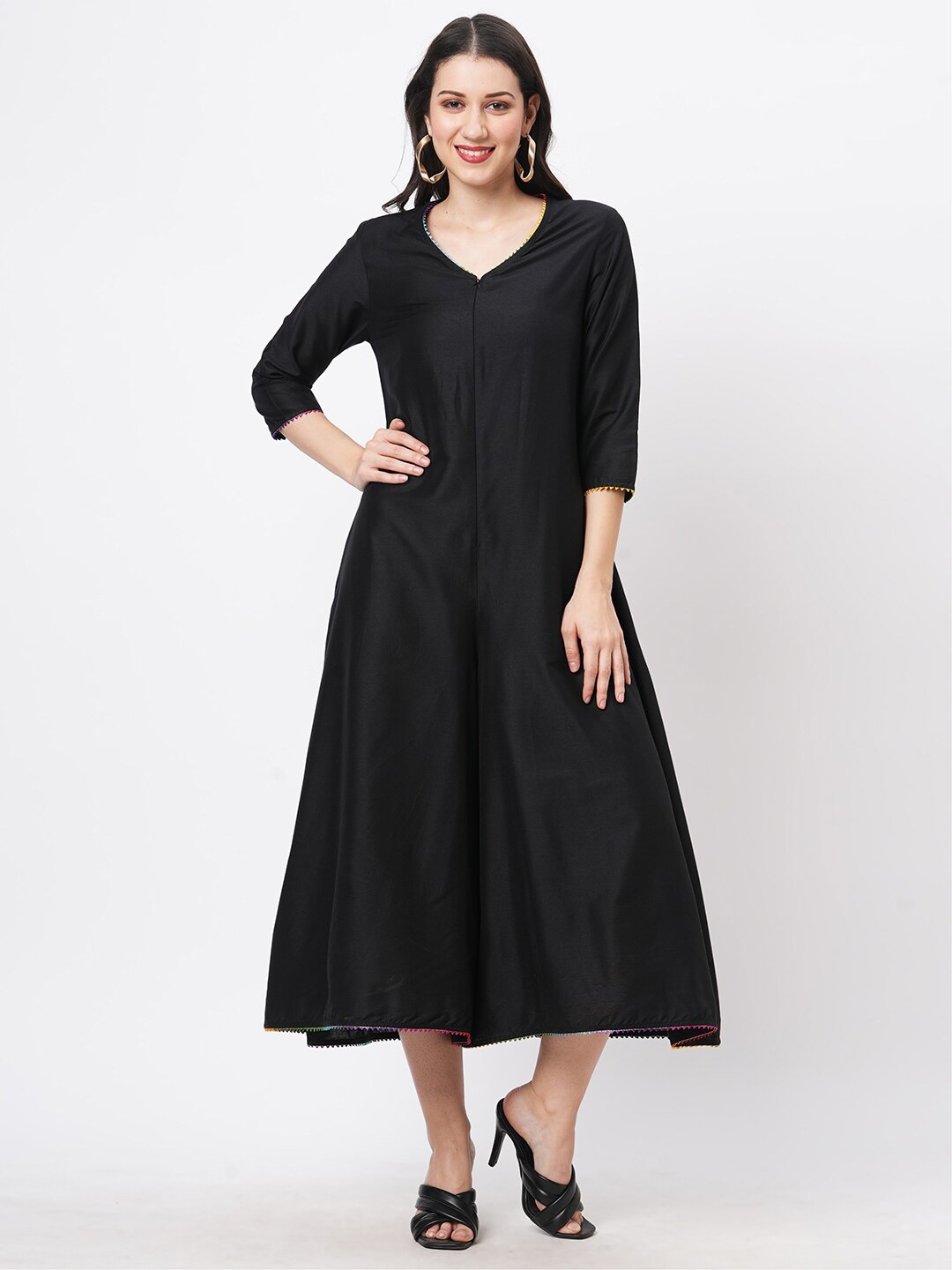

Hashtag Be V-Neck Culotte Jumpsuit, Black