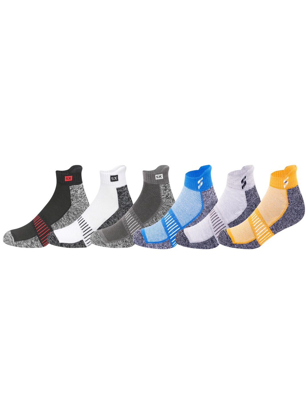 

Supersox Men Pack Of 6 Colourblocked Cotton Ankle-Length Socks with Organizer, Grey