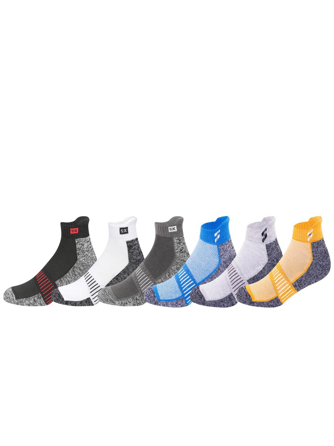 

Supersox Men Pack Of 6 Printed Cotton Ankle-Length Socks With Organizer, Black