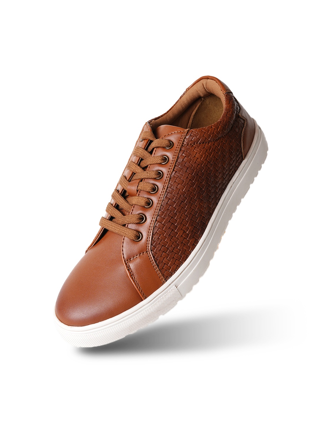 

MONKSTORY Men Textured PU Sneakers, Tan