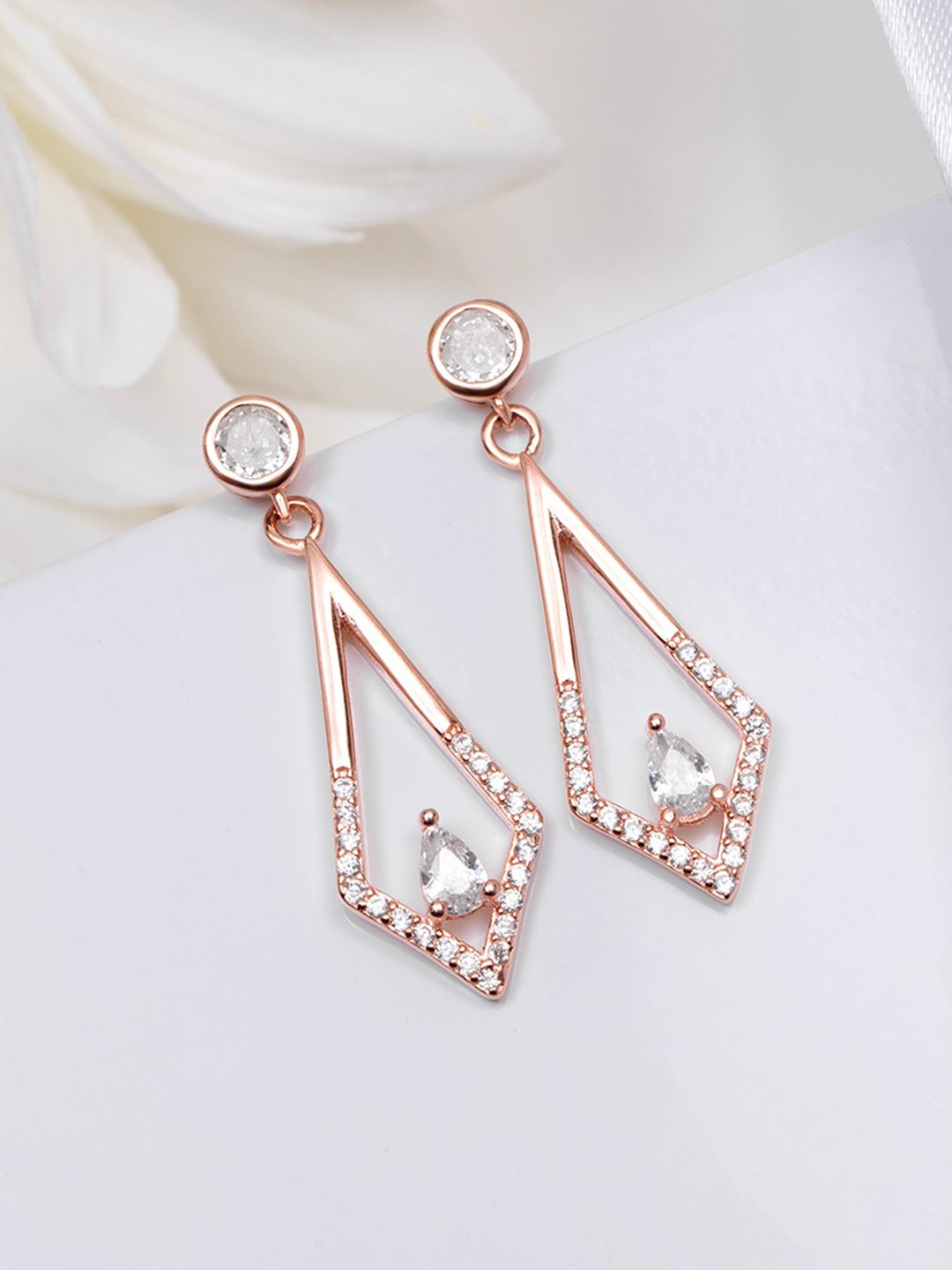 

Zavya Women Contemporary Drop Earrings, Rose gold