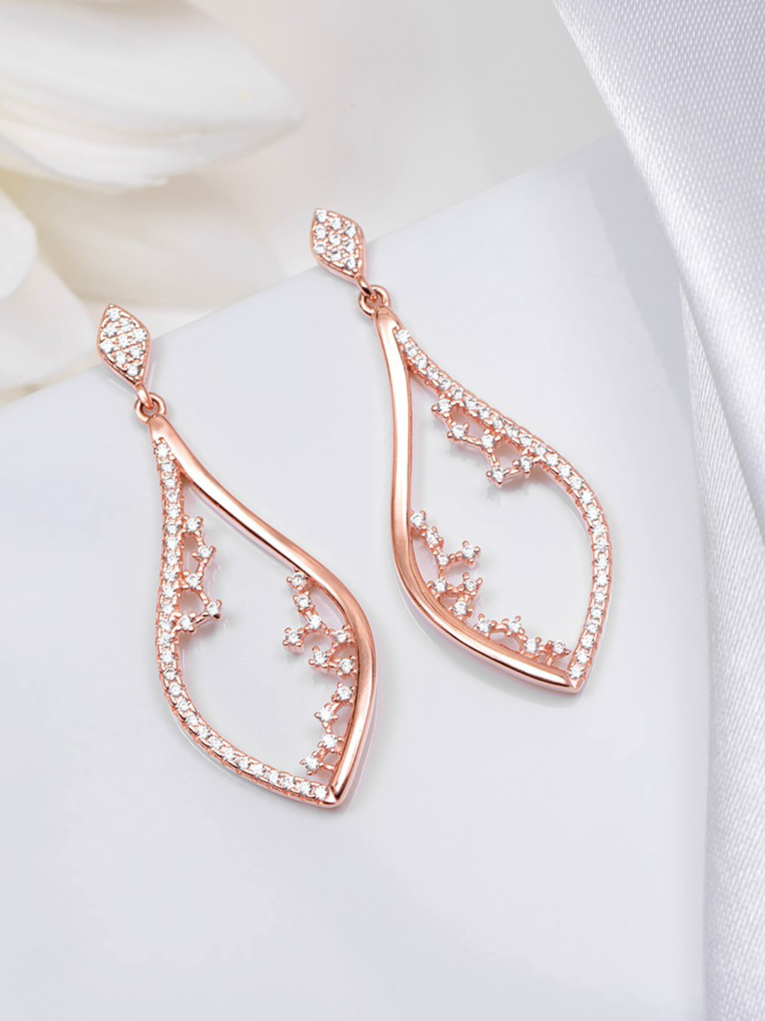 

Zavya Women Contemporary Drop Earrings, Rose gold