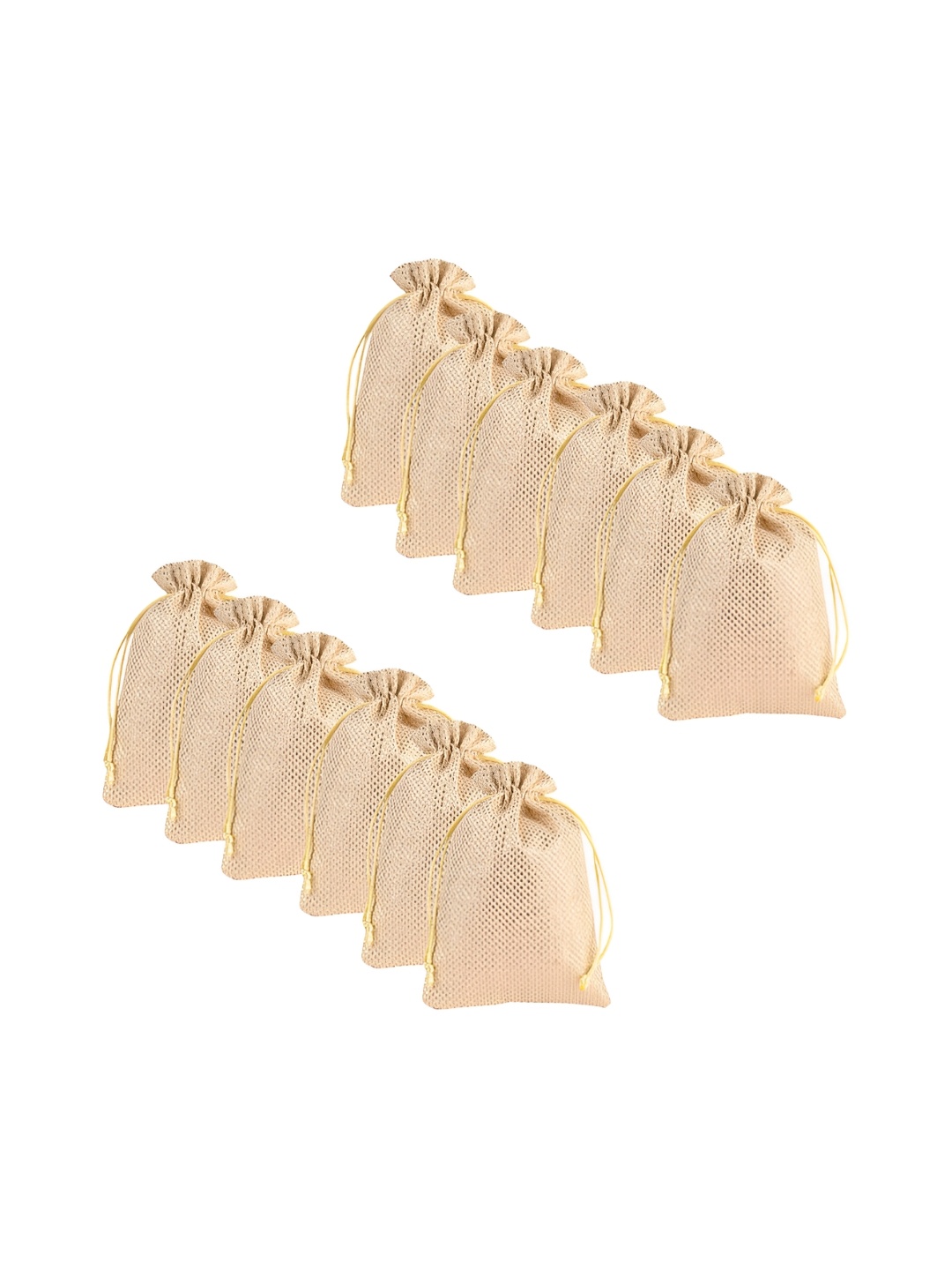 

Kuber Industries Gold Toned 12 Pieces Self Design Multi Utility Potli Bags