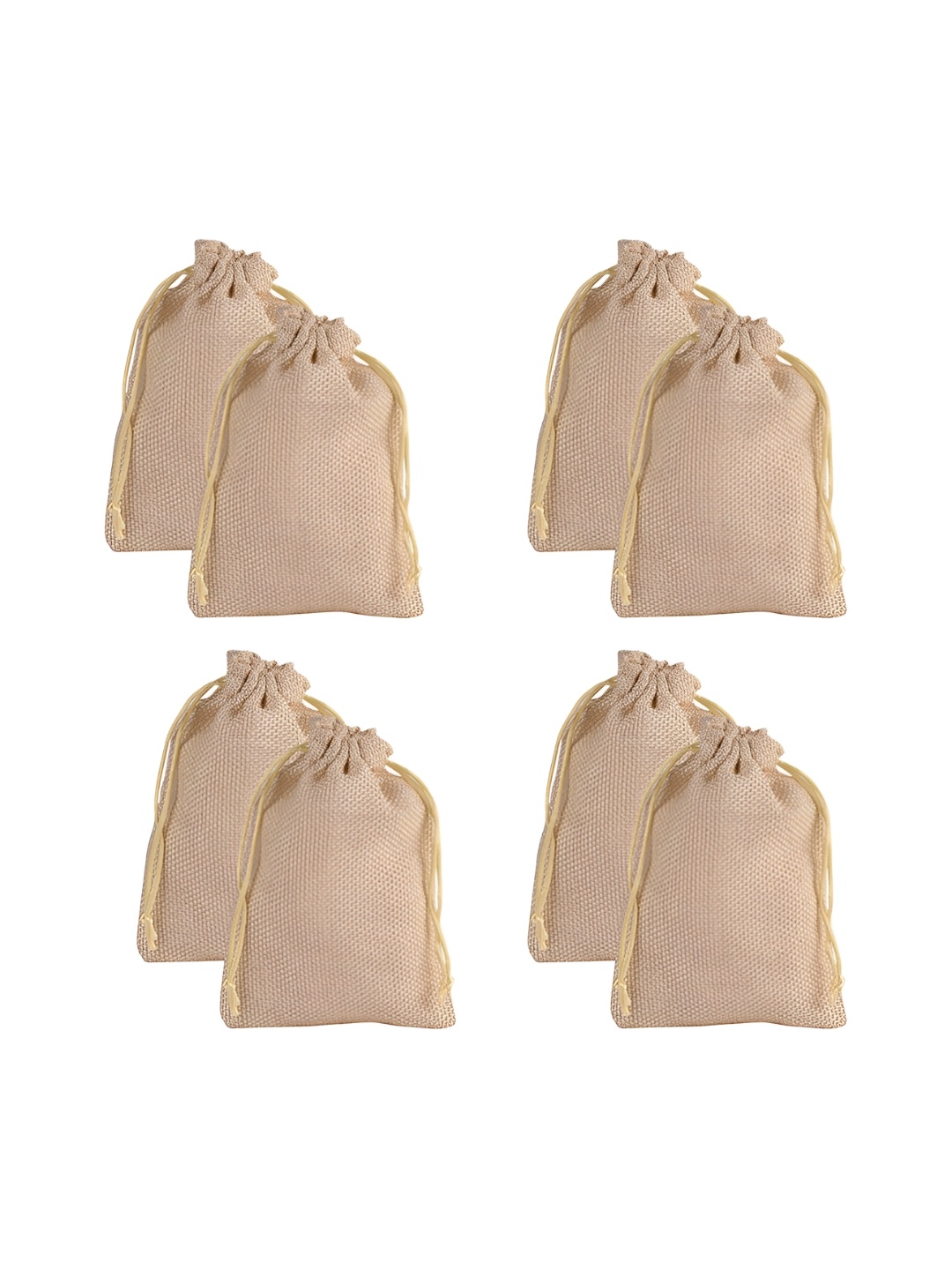 

Kuber Industries Gold-Toned 8 Pieces Self Design Multi Utility Potli Bags