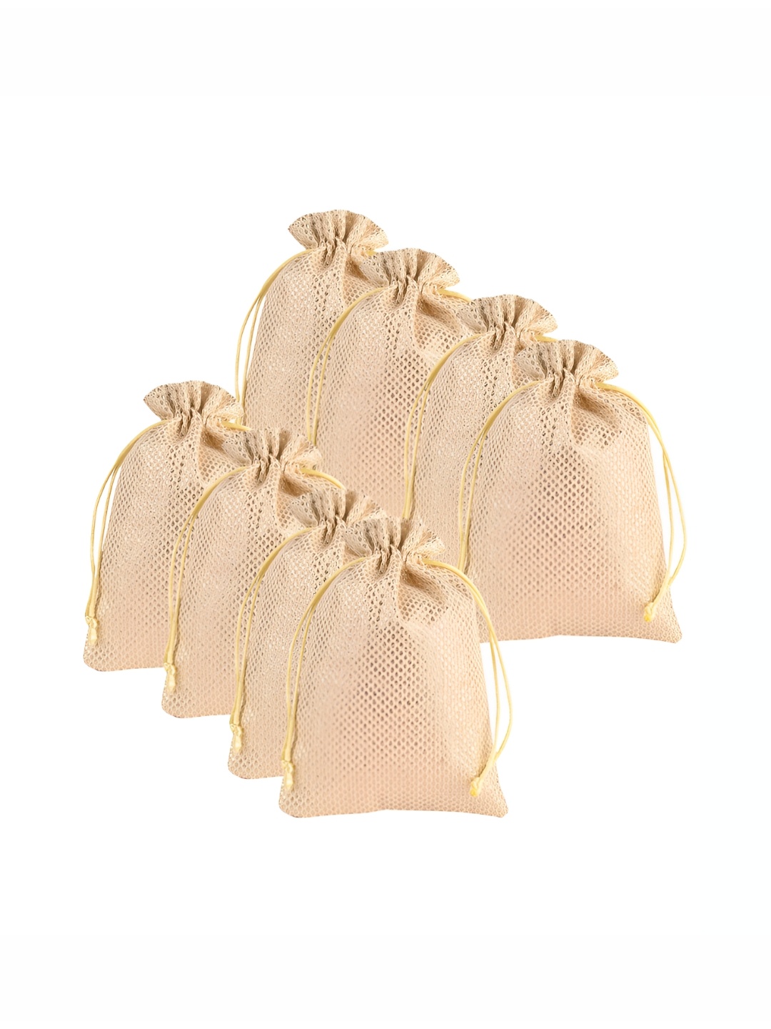 

Kuber Industries Gold-Toned 6 Pieces Self Design Multi Utility Potli Bags
