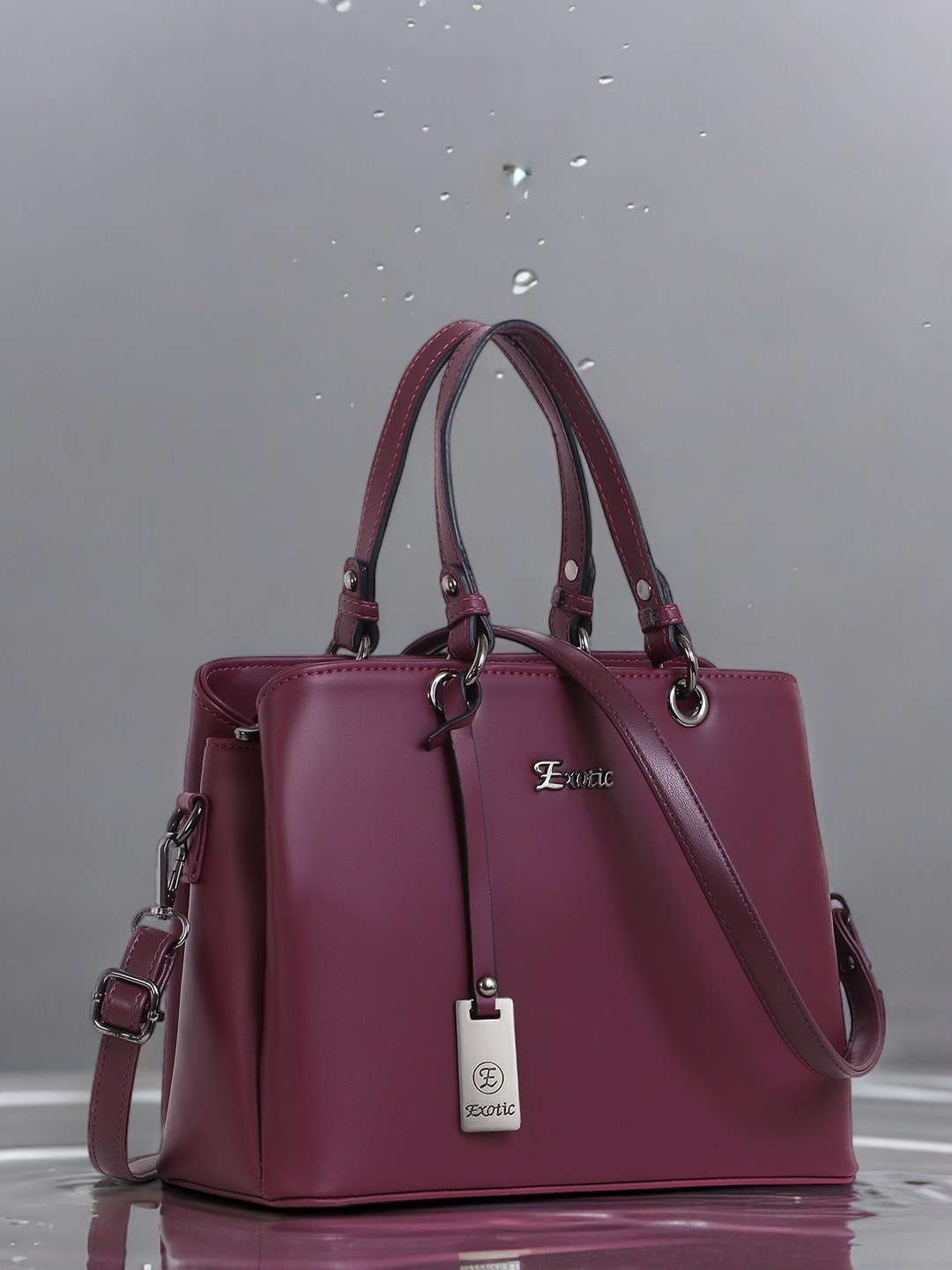 

Exotic PU Shopper Handheld Bag, Burgundy
