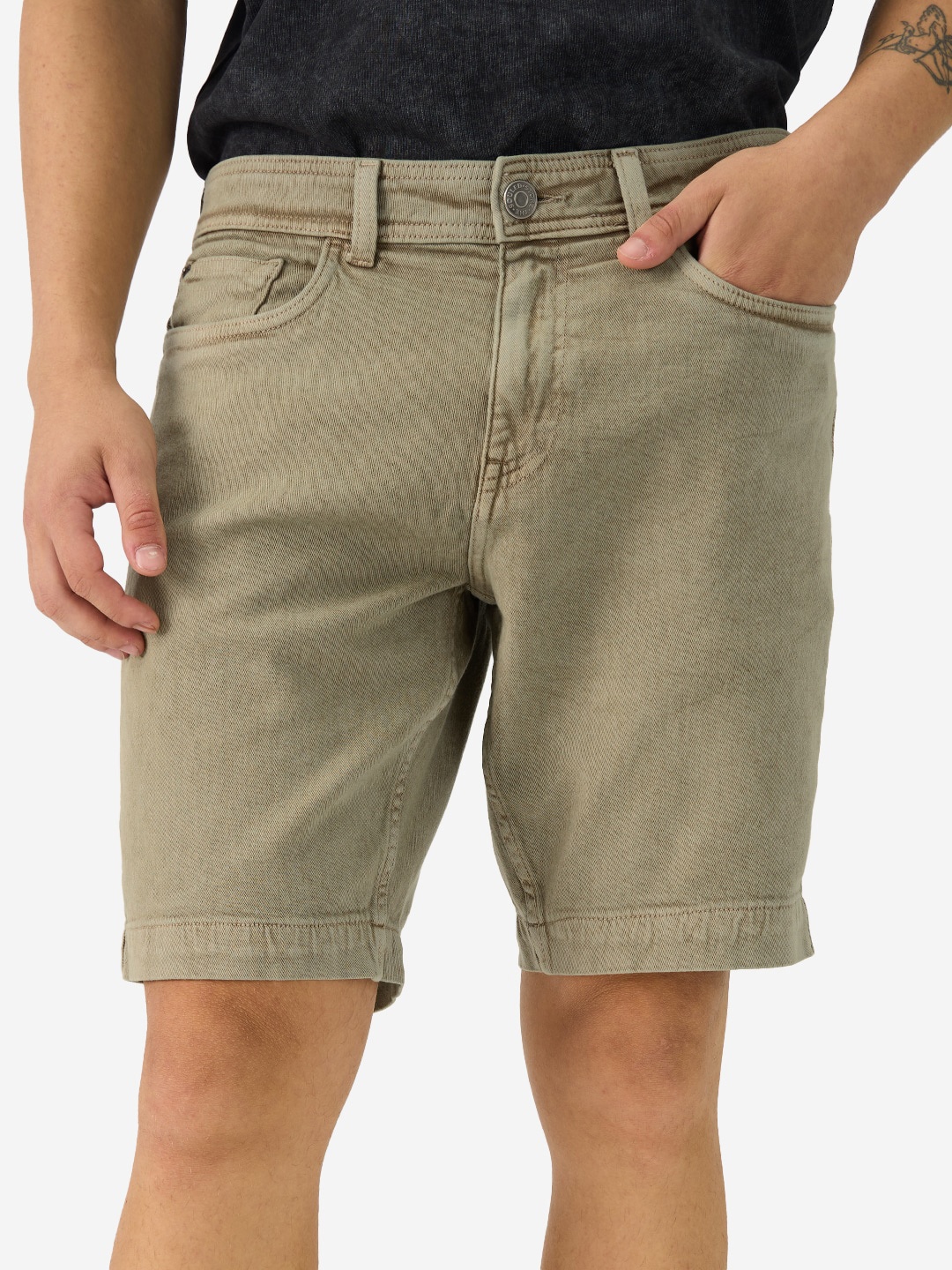 

The Souled Store Brown Men Mid-Rise Faded Denim Shorts