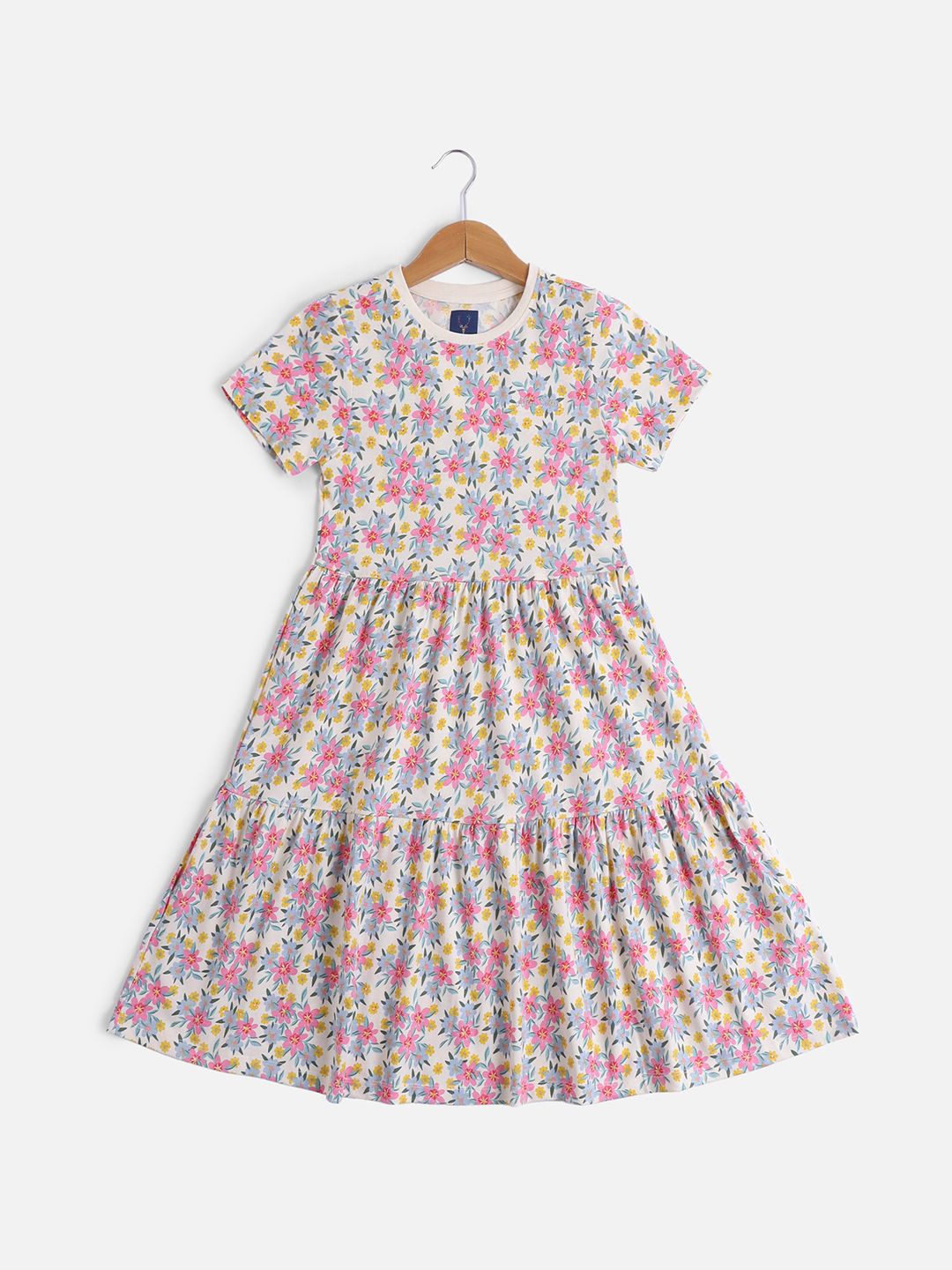 

Allen Solly Junior Floral Print Round Neck Cotton Fit & Flare Dress, Pink