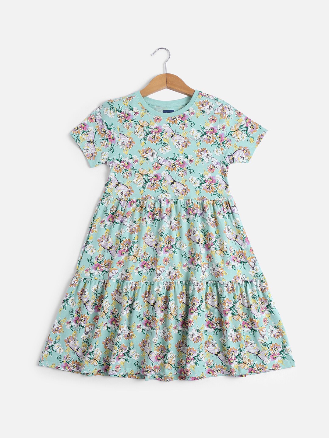 

Allen Solly Junior Floral Printed Round Neck A-Line Dress, Green