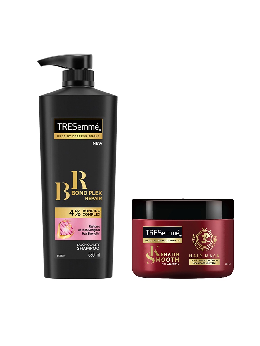 

TRESemme Bond Plex Repair Shampoo 580ml & Keratin Smooth Hair Mask 300ml, Black