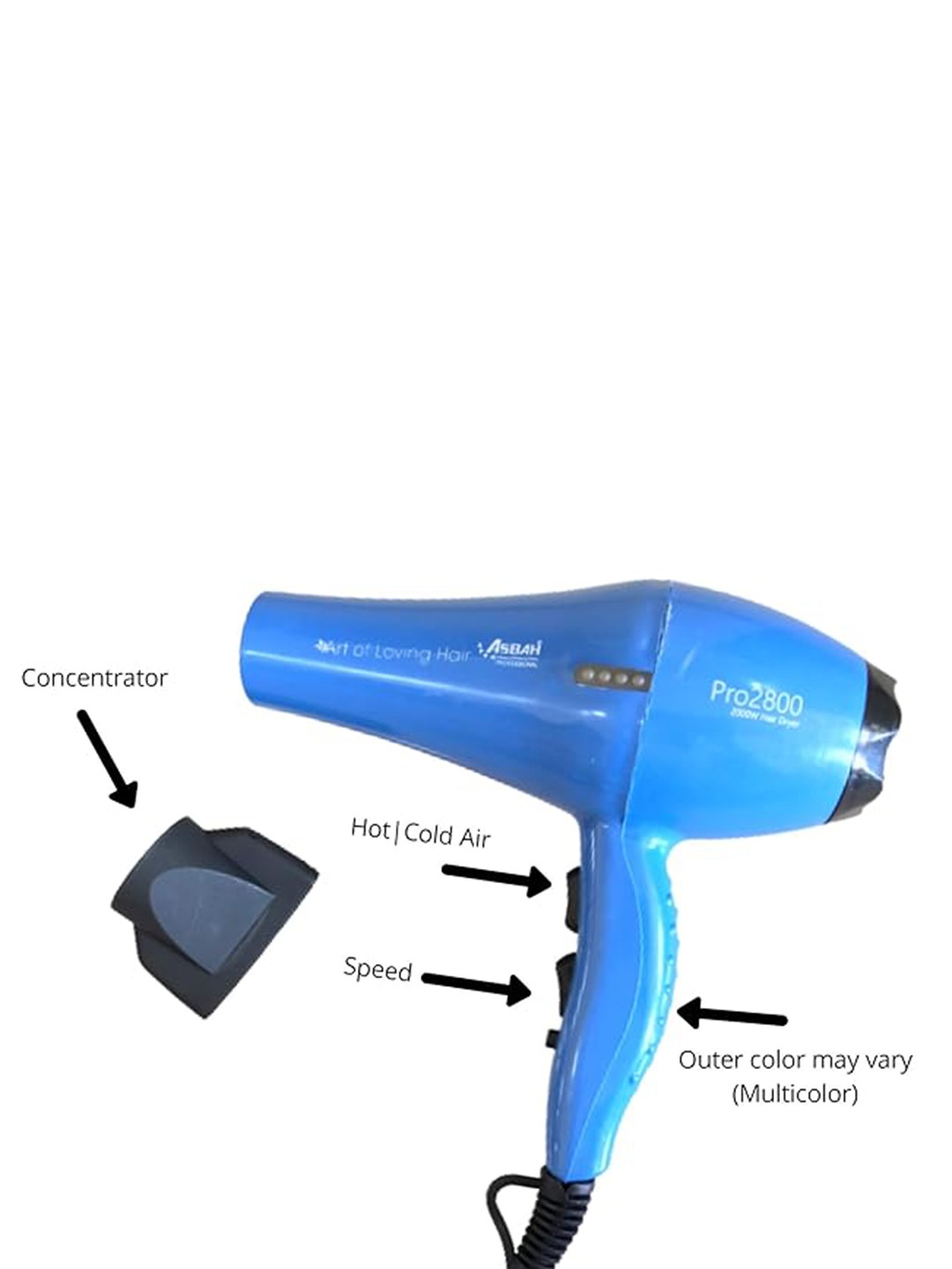 

ASBAH Professional Pro2800 2000 W Hair Dryer, Blue