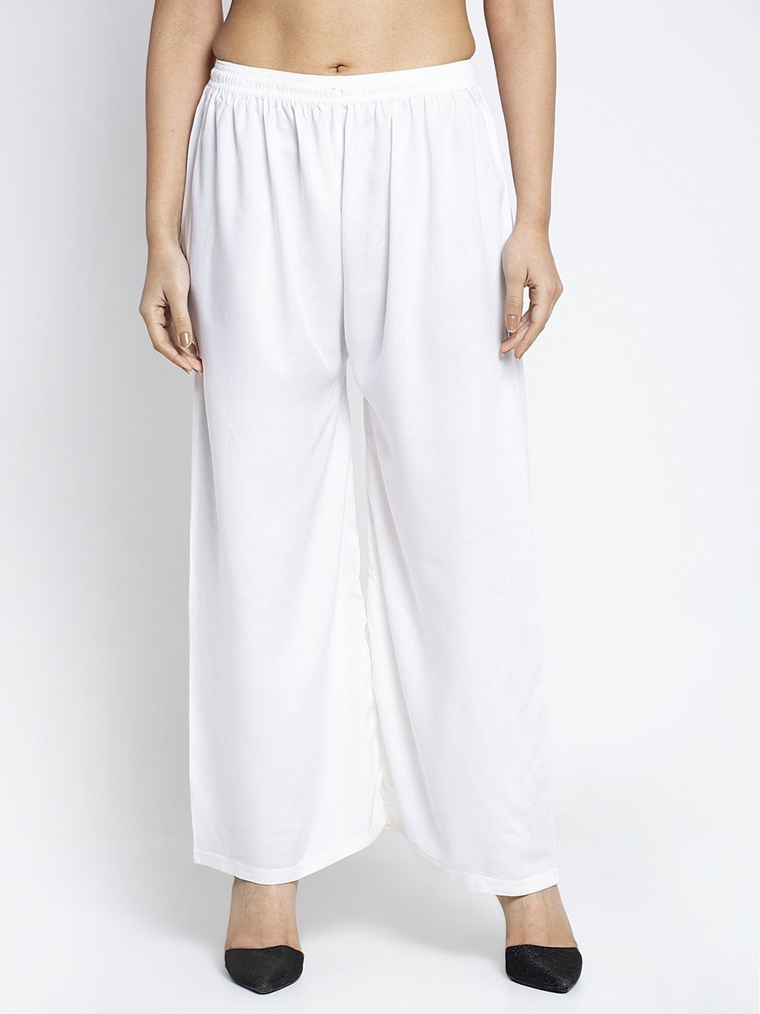 

GRACIT Women Wide Leg Palazzos, Off white