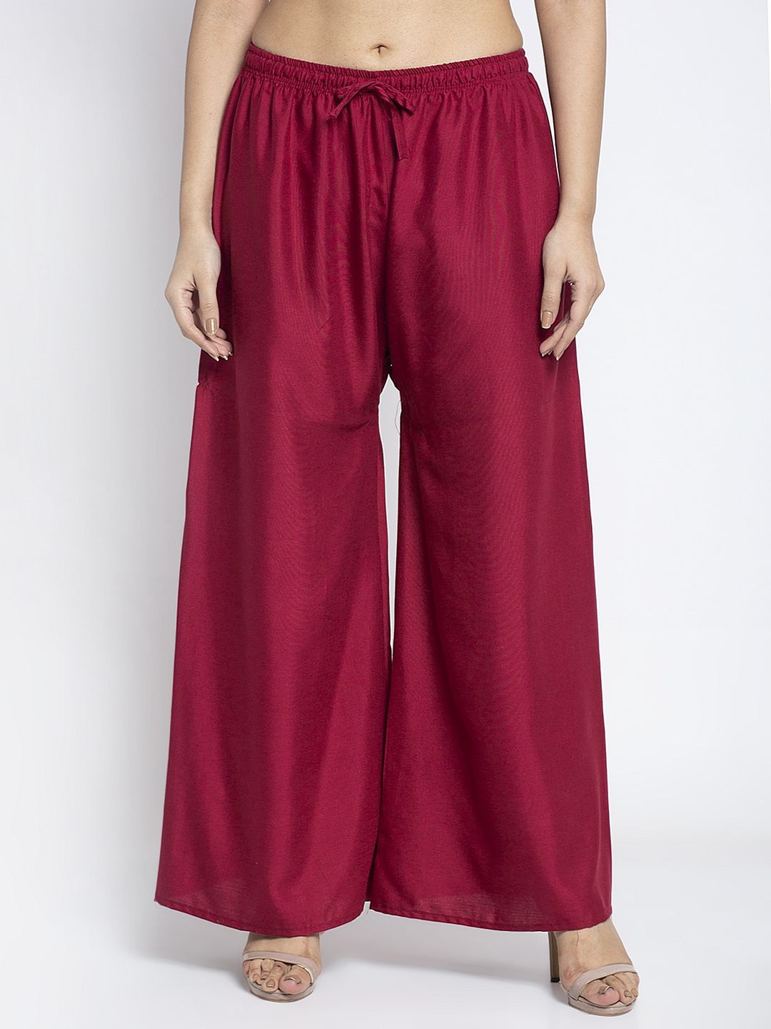 

GRACIT Women Wide Leg Palazzos, Maroon