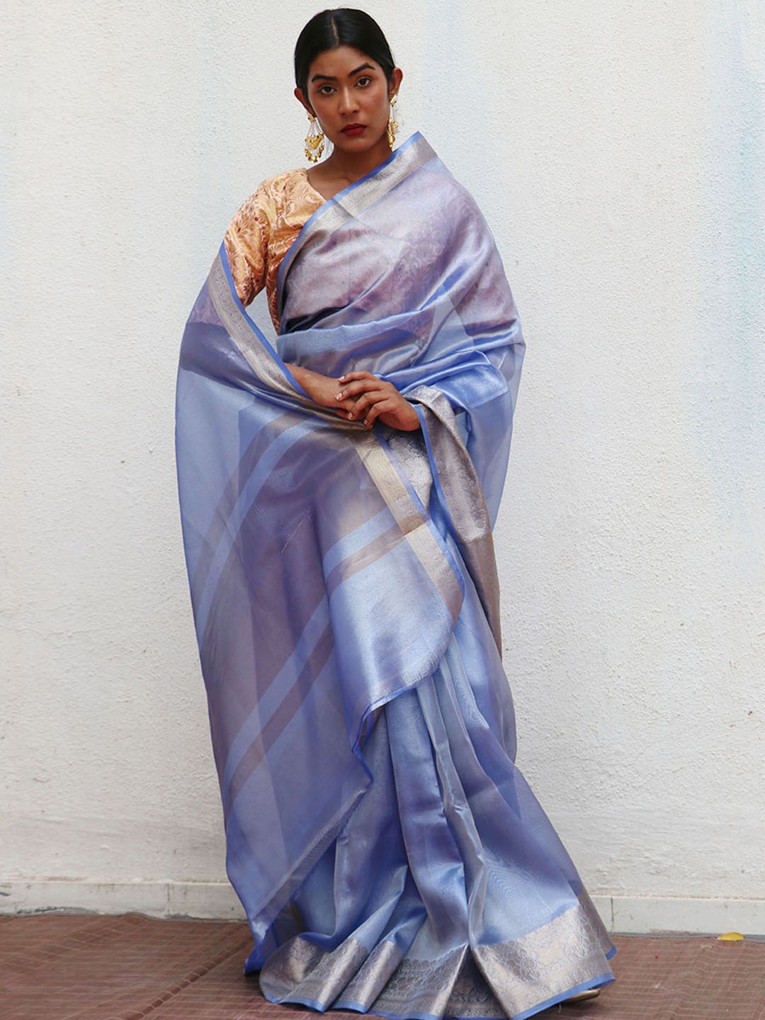 

Chidiyaa Zari Tissue Saree, Blue
