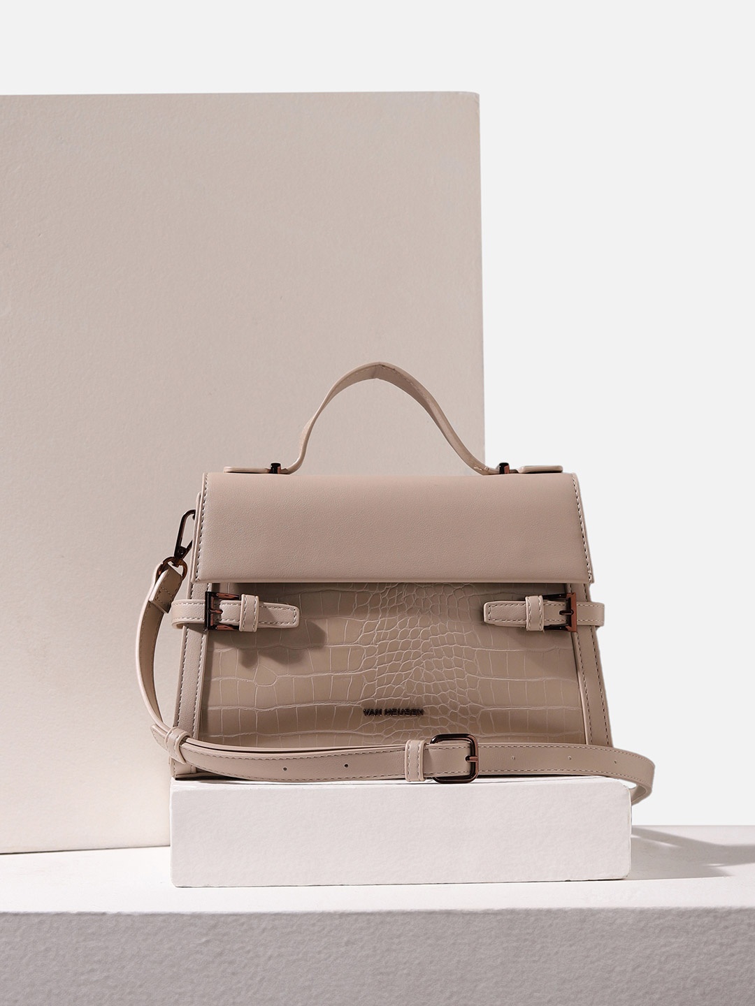 

Van Heusen Woman Women Solid PU Shopper Satchel with Bow Detail, Beige