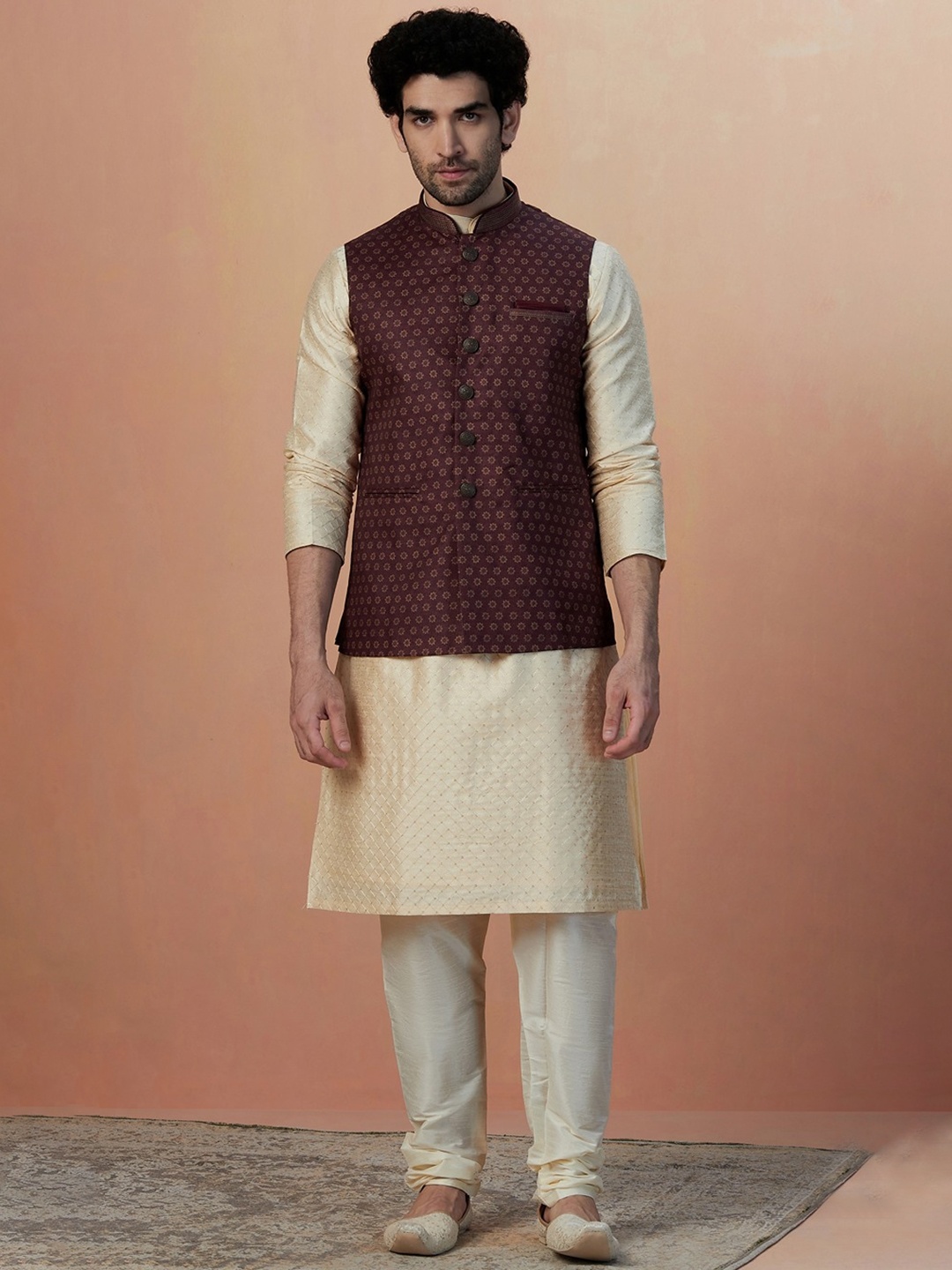 

Manyavar Woven Design Nehru Jackets, Purple