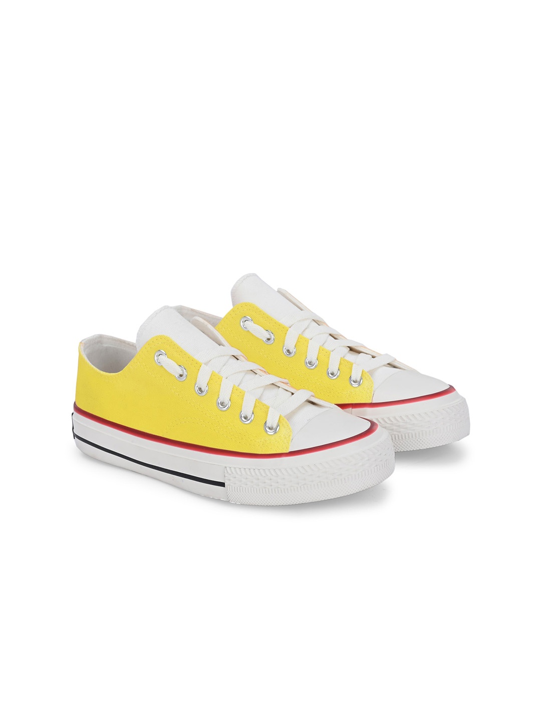 

CROWCIA LONDON Women Colourblocked Lightweight Canvas Sneakers, Yellow