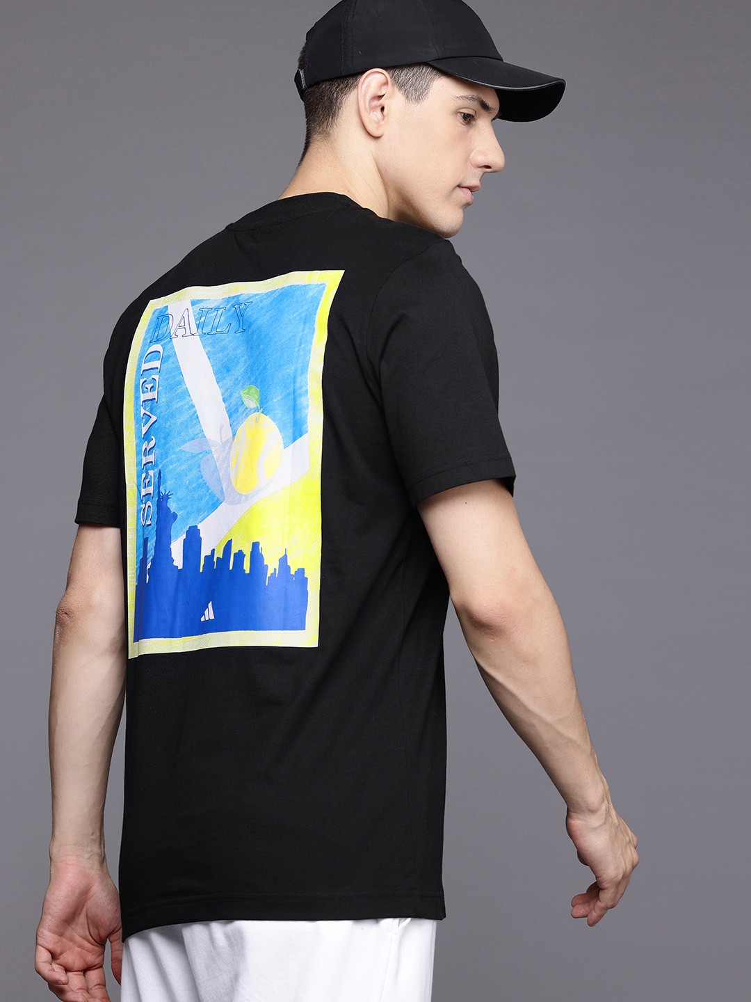 

ADIDAS Printed Pure Cotton T-shirt, Black
