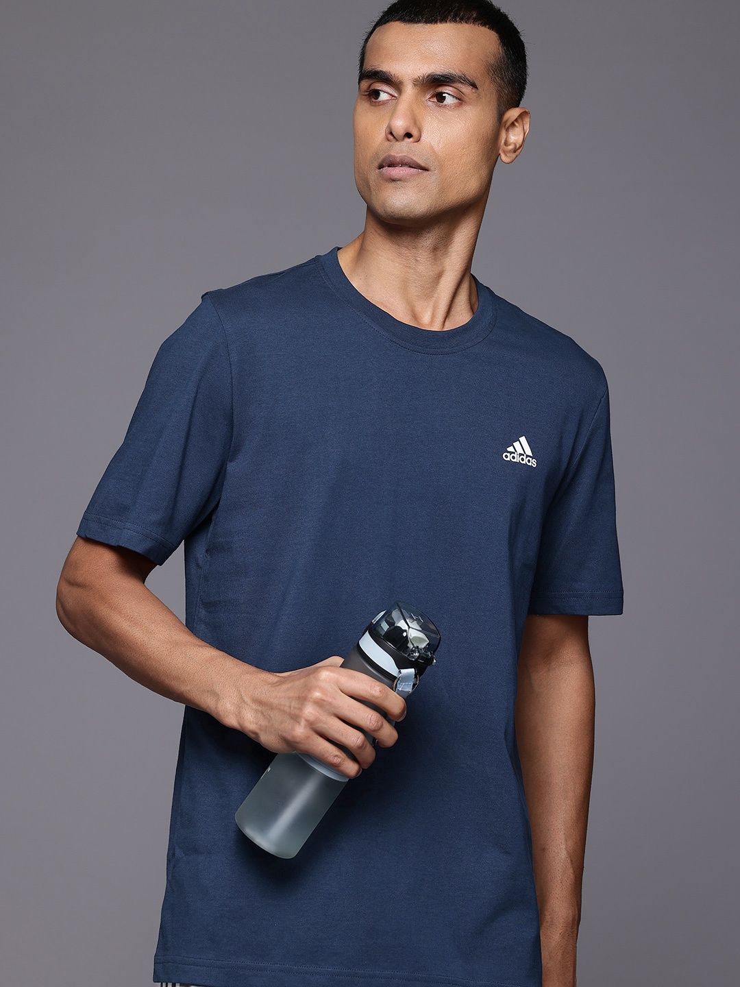 

ADIDAS Pure Cotton Round Neck Logo Co Tee T-shirt, Blue