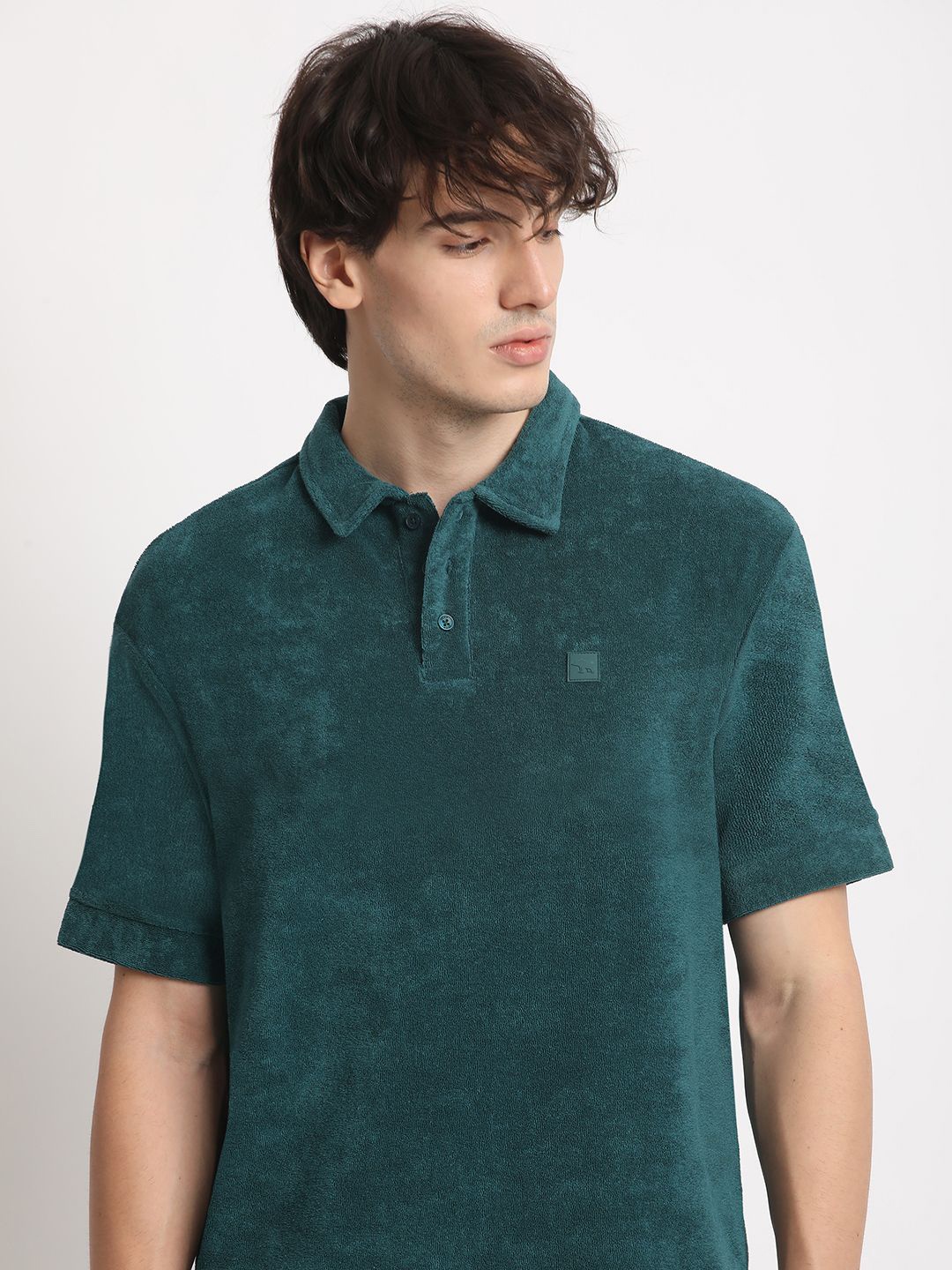 

THE BEAR HOUSE Men Solid Polo Collar Relaxed Fit T-shirt, Teal
