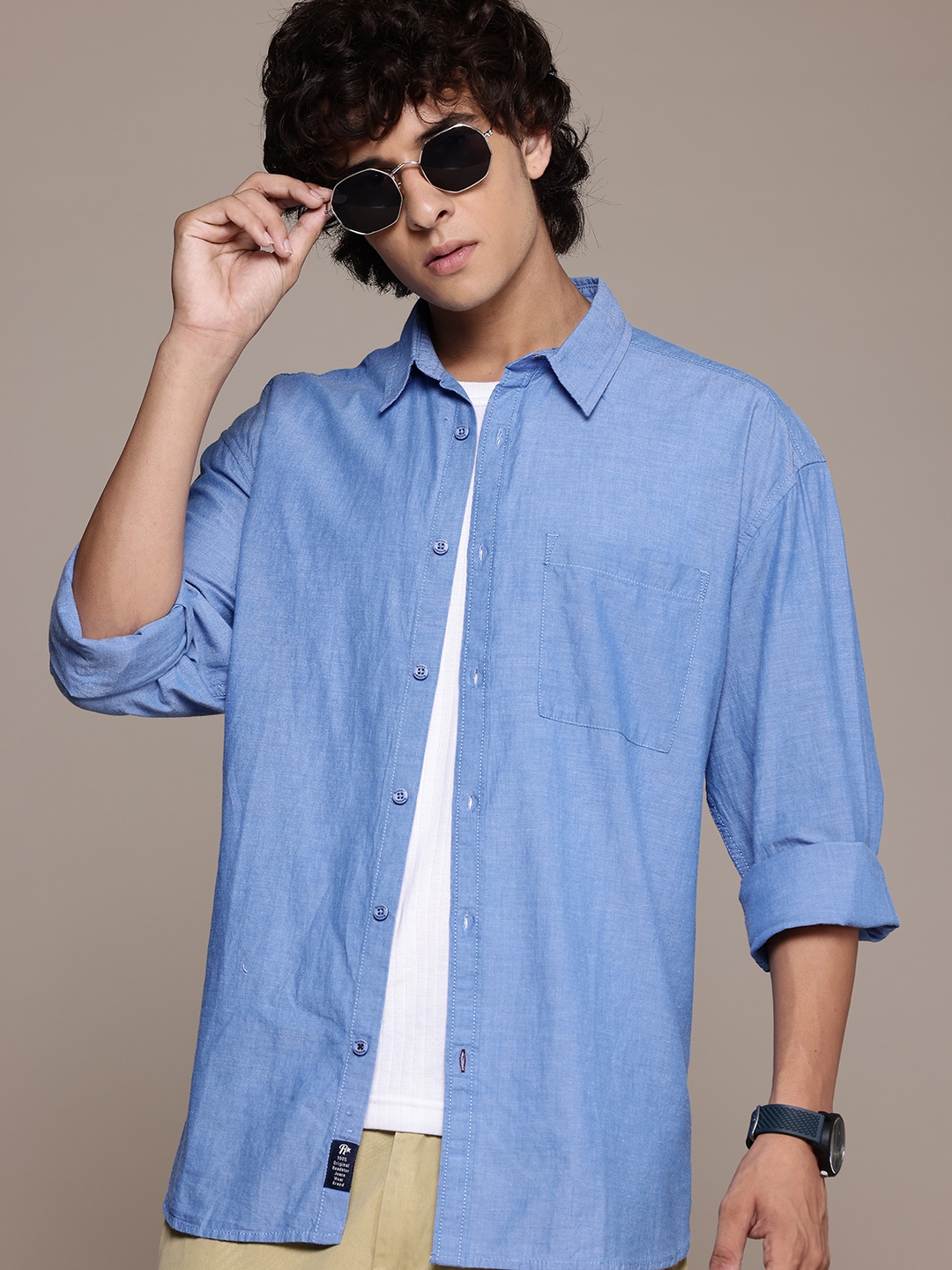 

The Roadster Lifestyle Co. Pure Cotton Relaxed Shirt, Blue