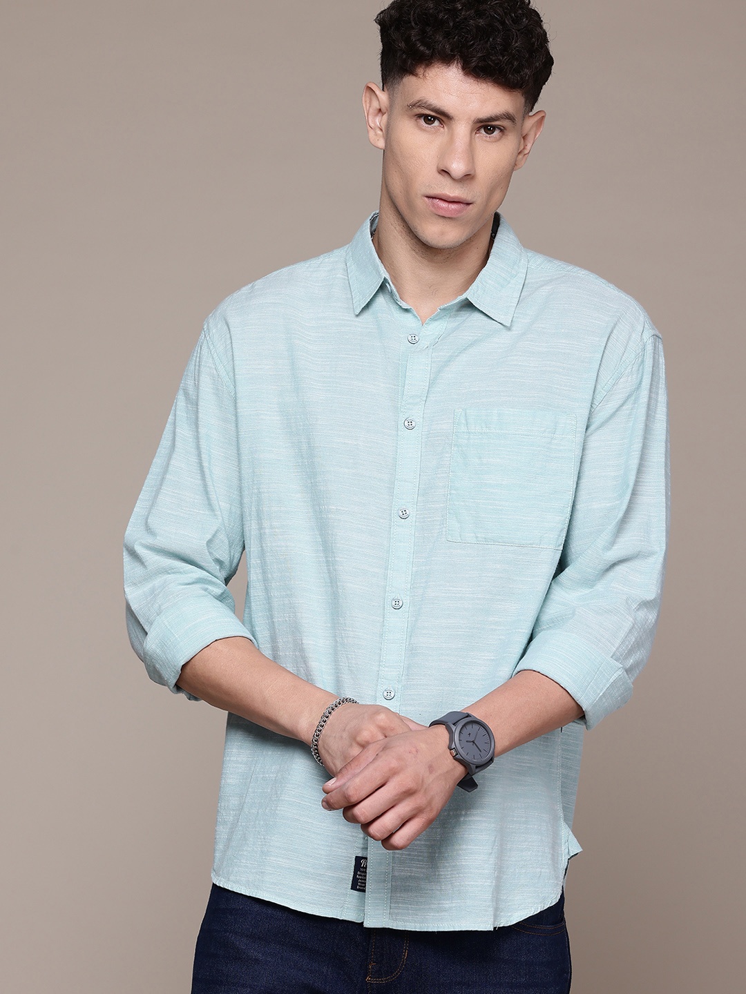

The Roadster Lifestyle Co. Relaxed Fit Casual Shirt, Blue