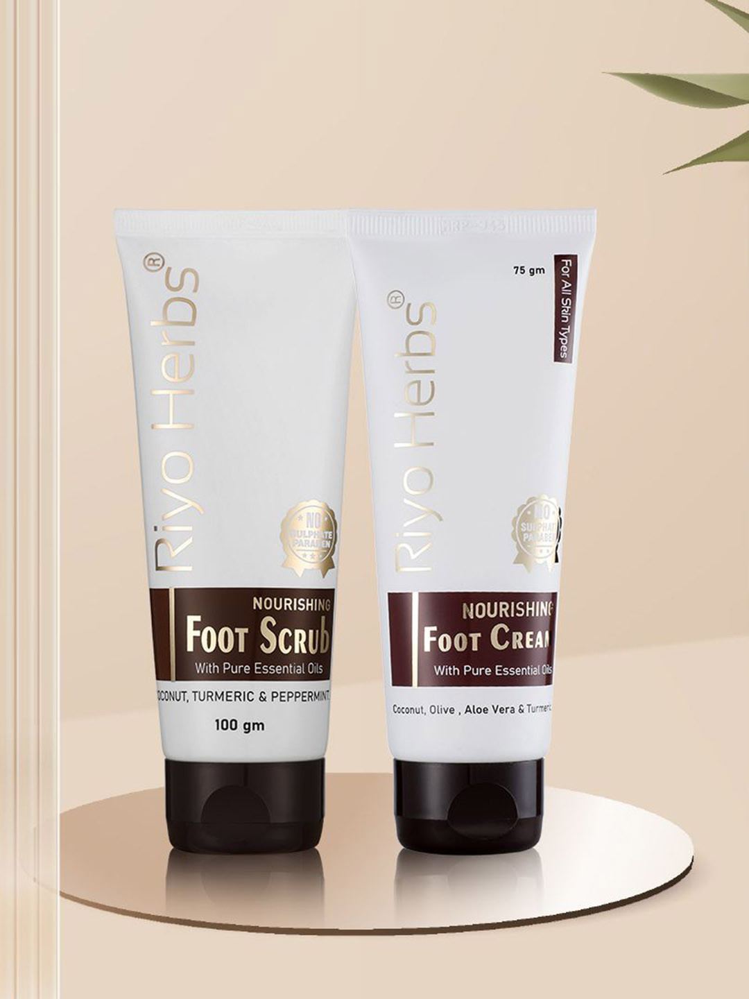 

Riyo Herbs Set Of 2 Foot Cream & Scrub - 100 gm - 75 gm, White