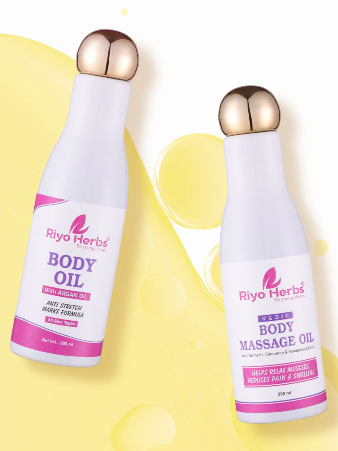 

Riyo Herbs Body Oil & Body Massage Oil With Almond Oil - 200ml, Transparent