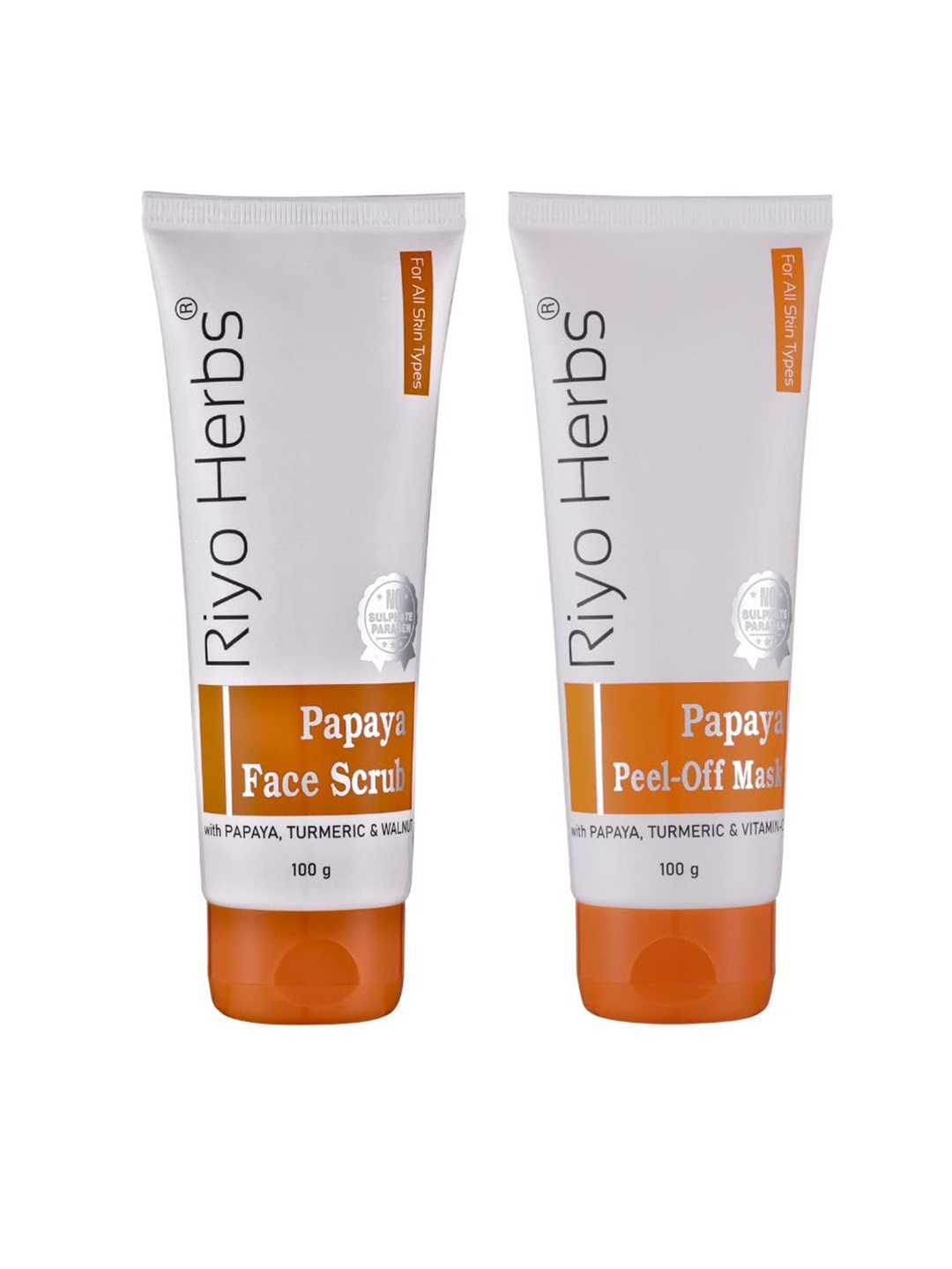 

Riyo Herbs Set of Papaya Face Scrub & Peel Off Mask - 100g Each, White