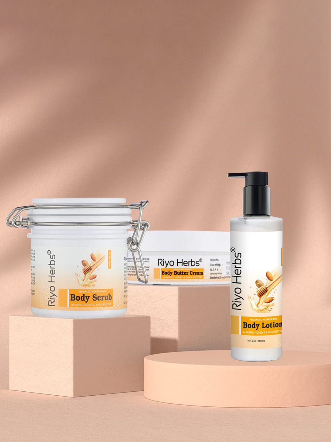 

Riyo Herbs Body Scrub, Body Butter Cream & Body Lotion Combo, White