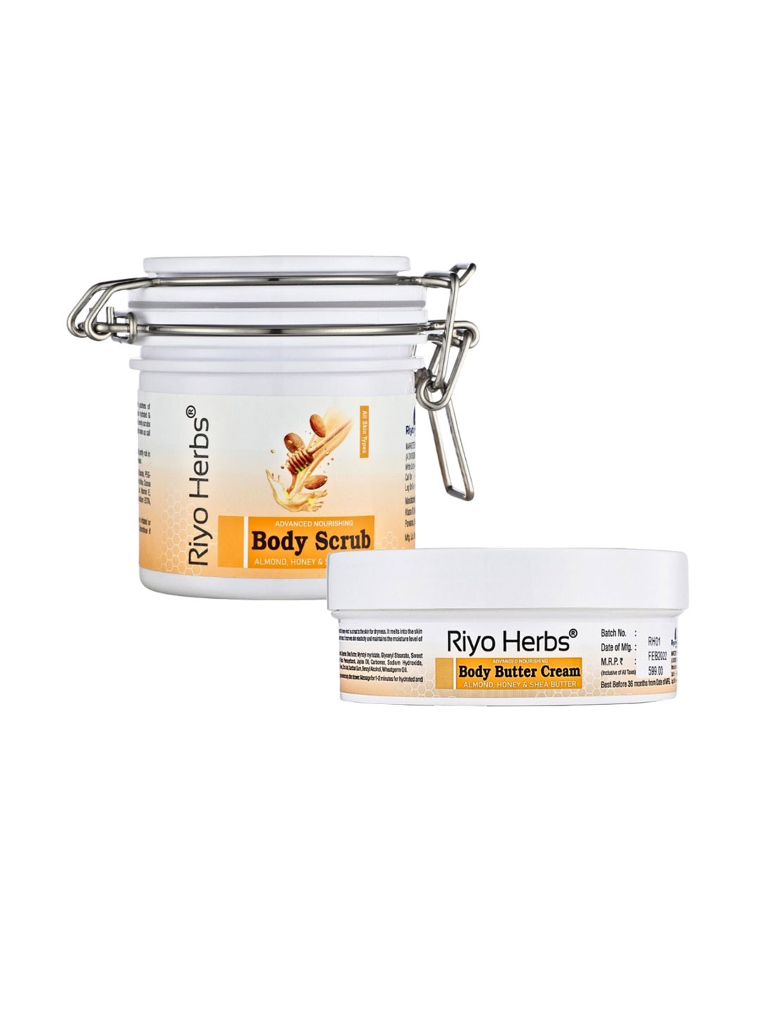 

Riyo Herbs Body Scrub & Body Butter Cream Combo - 200g Each, White