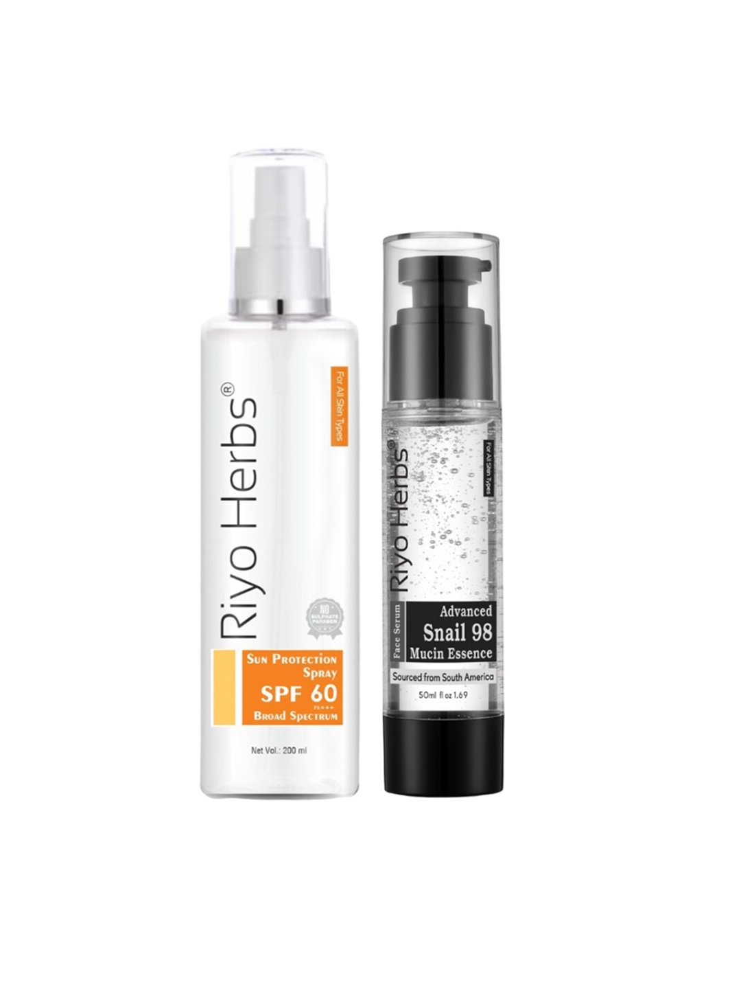 

Riyo Herbs Snail 98 Mucin Essence 50ml & Sunscreen SPF60 Spray - 200ml, White