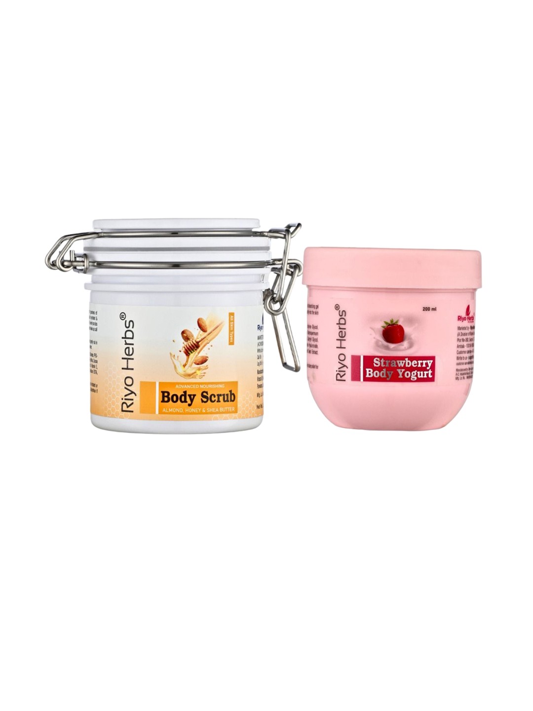

Riyo Herbs Body Scrub 200g & Strawberry Body Yogurt 200ml Combo, White