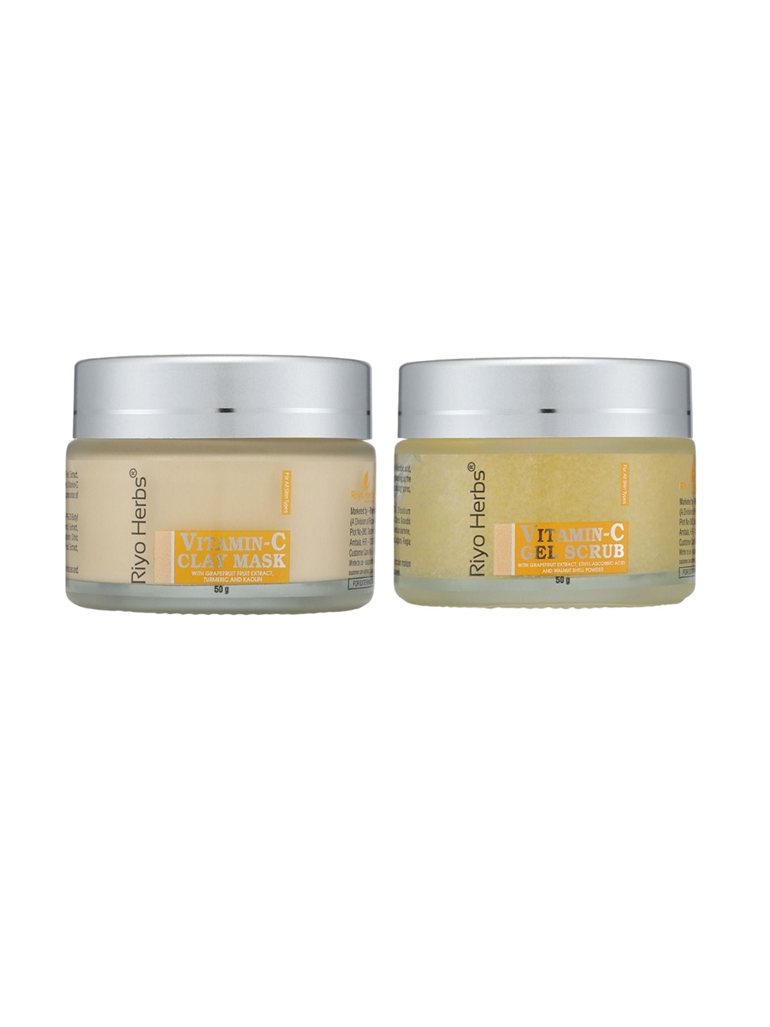 

Riyo Herbs Vitamin C Gel Scrub & Vitamin C Clay Mask - 50g Each, Transparent