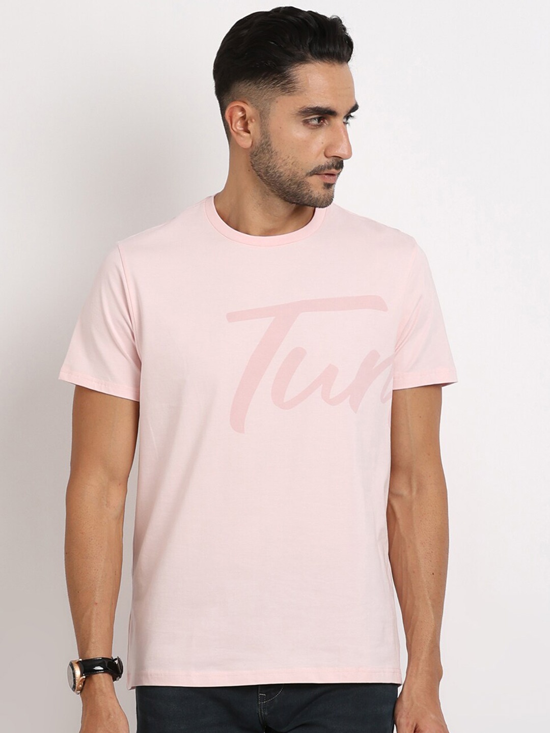 

Turtle Men Typography Printed Slim Fit T-shirt, Pink